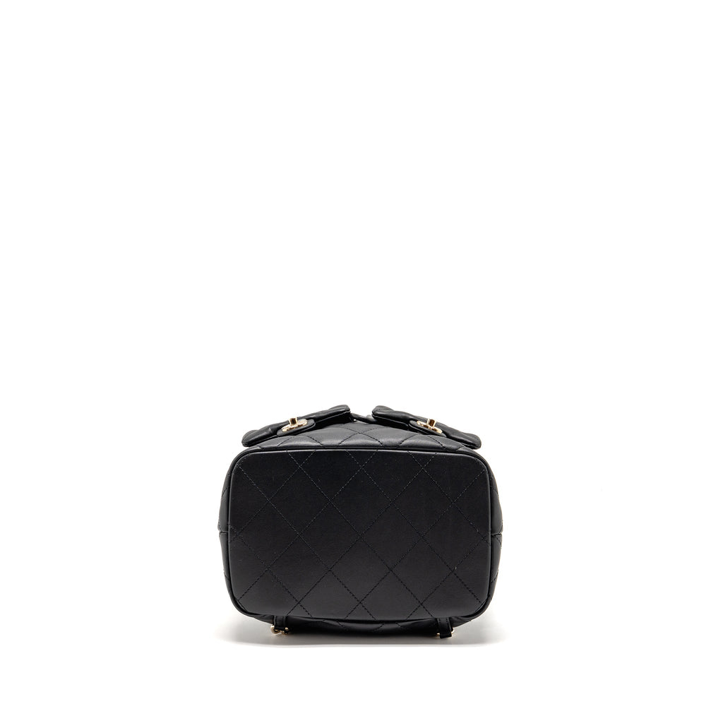 DRAWSTRING TWO POCKETS BACKPACK CALFSKIN BLACK LGHW (MICROCHIP)