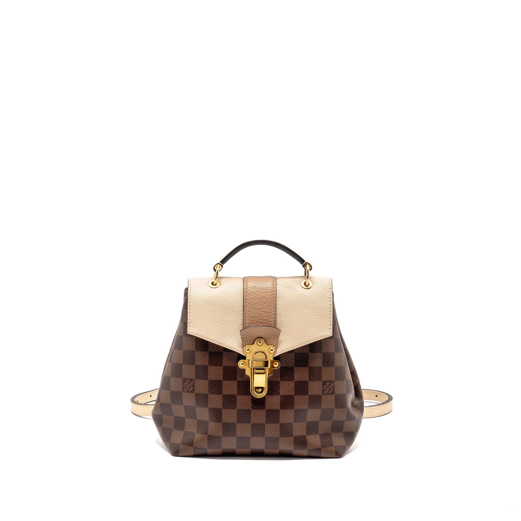 CLAPTON BACKPACK DAMIER EBENE/LIGHT PINK GHW