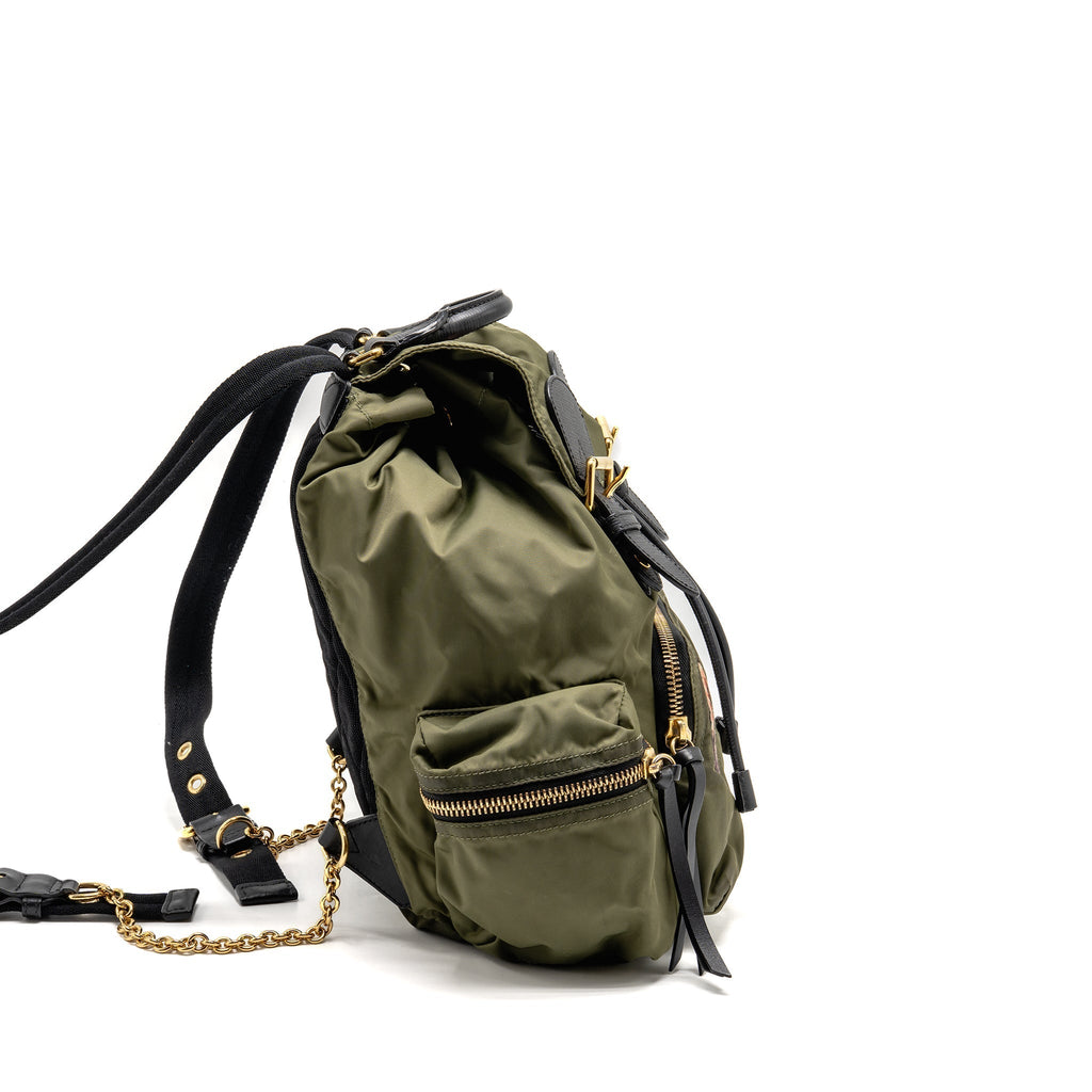 PATCHES RUCKSACK MEDIUM BACKPACK NYLON DARK GREEN GHW