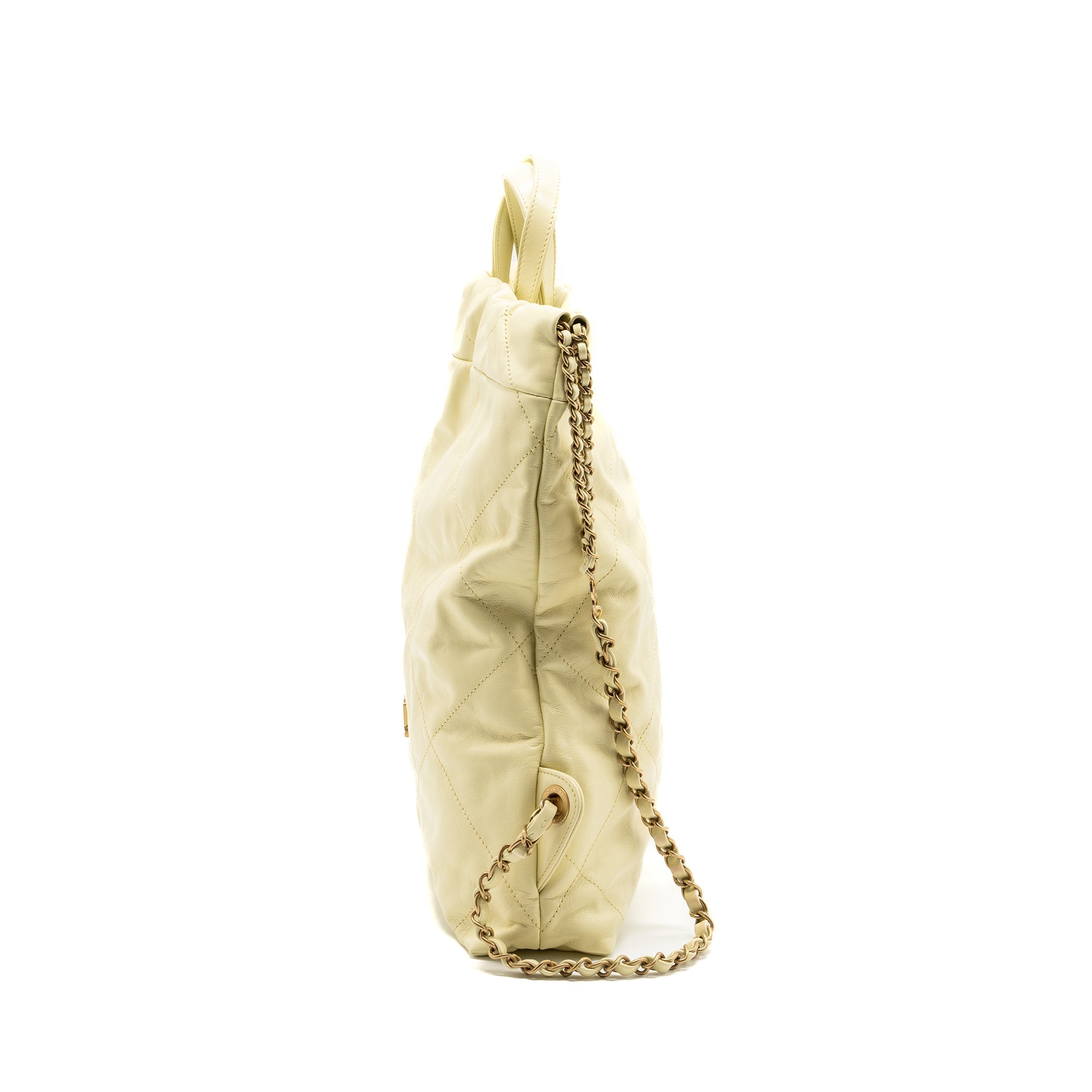 23P SMALL 22 BACKPACK SHINY CALFSKIN LIGHT YELLOW BRUSHED GHW(MICROCHIP)