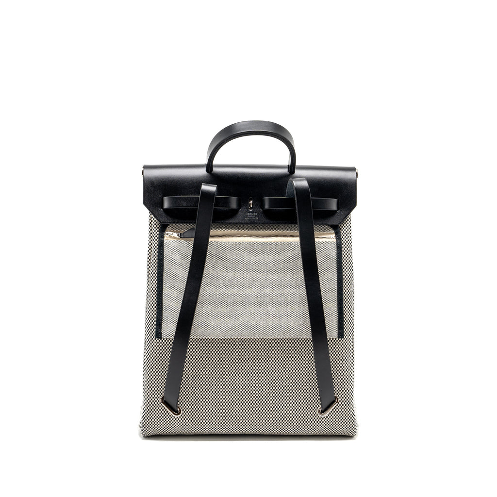 HERBAG A DOS ZIP RETOURNE BACKPACK CANVAS/ HUNTER ECRU/BLACK SHW