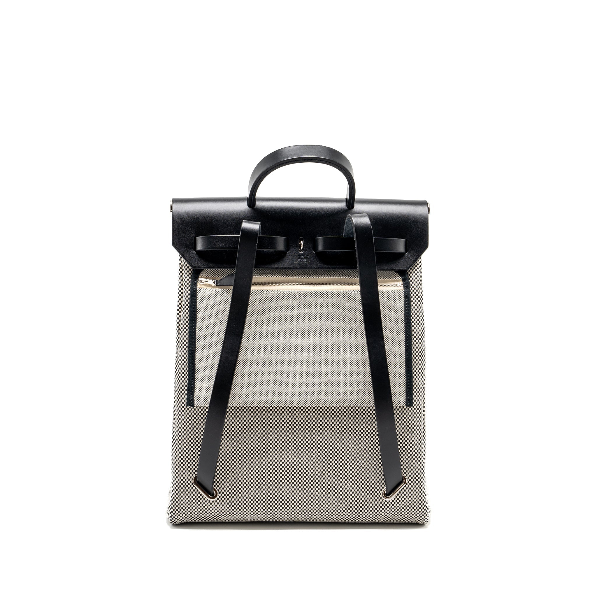 HERBAG A DOS ZIP RETOURNE BACKPACK CANVAS/ HUNTER ECRU/BLACK SHW