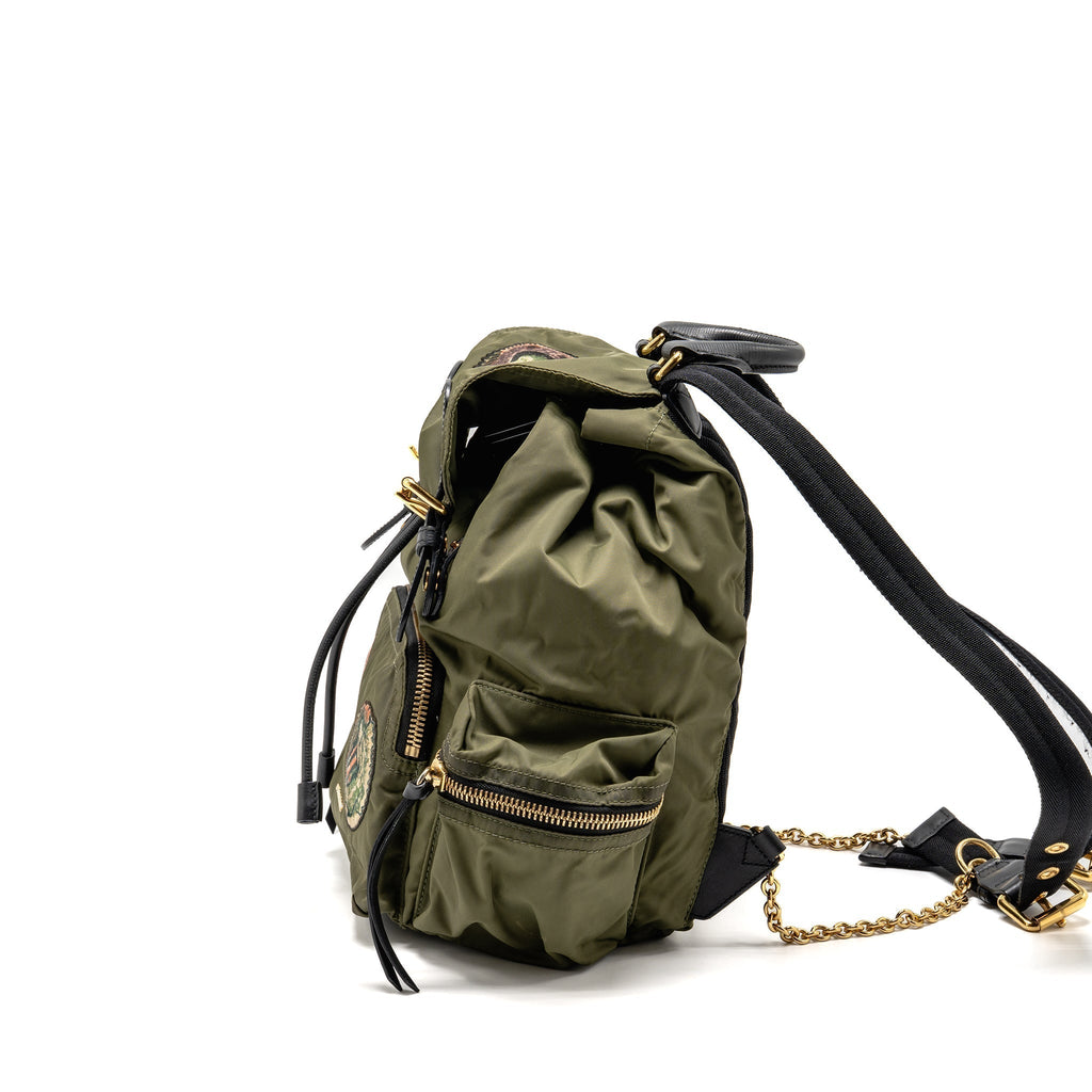 PATCHES RUCKSACK MEDIUM BACKPACK NYLON DARK GREEN GHW