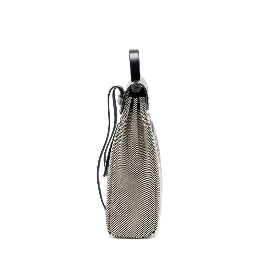 HERBAG A DOS ZIP RETOURNE BACKPACK CANVAS/ HUNTER ECRU/BLACK SHW