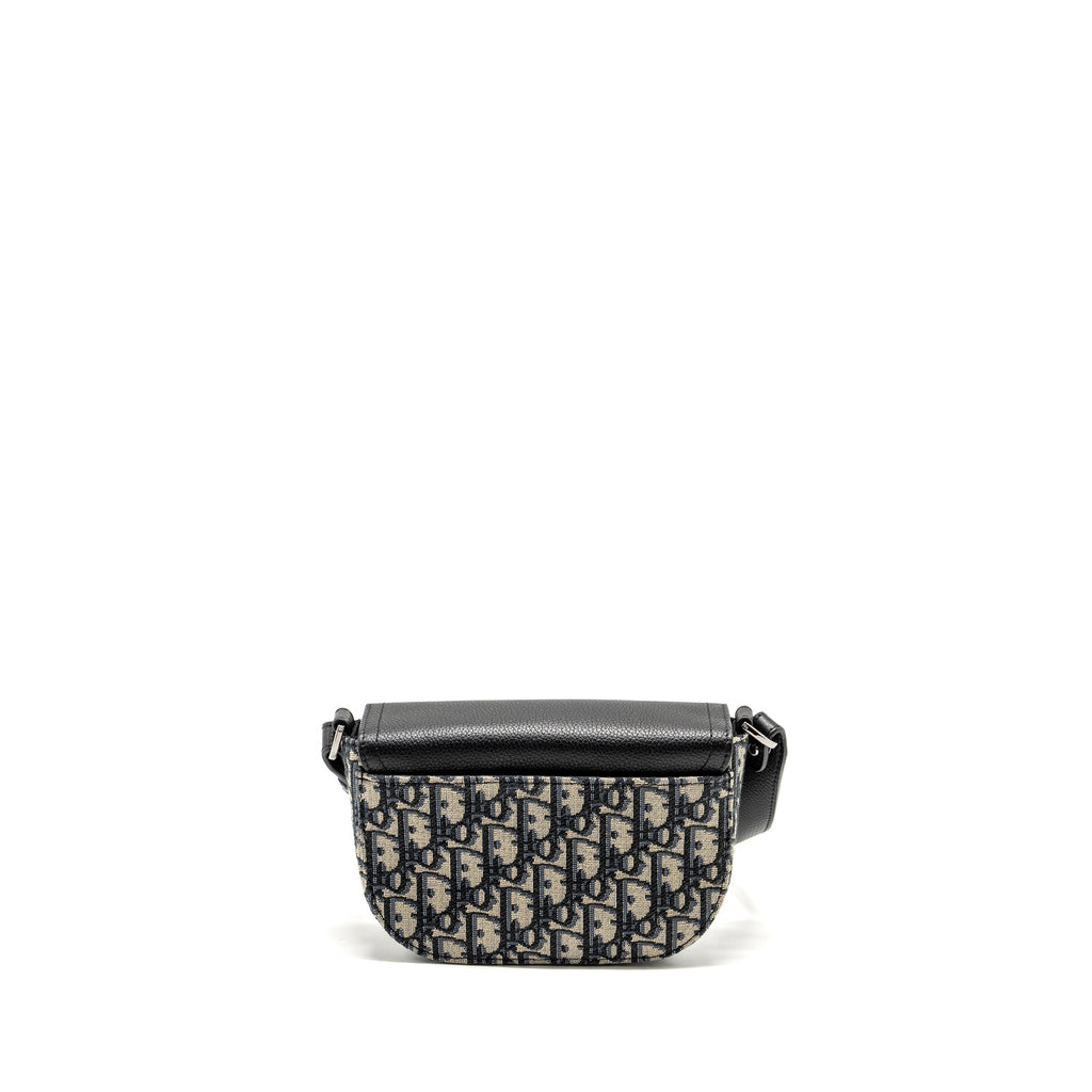 HOMME MINI SADDLE MESSENGER BAG WITH FLAP OBLIQUE JACQUARD/GRAINED CALFSKIN MULTICOLOUR HARDWARE