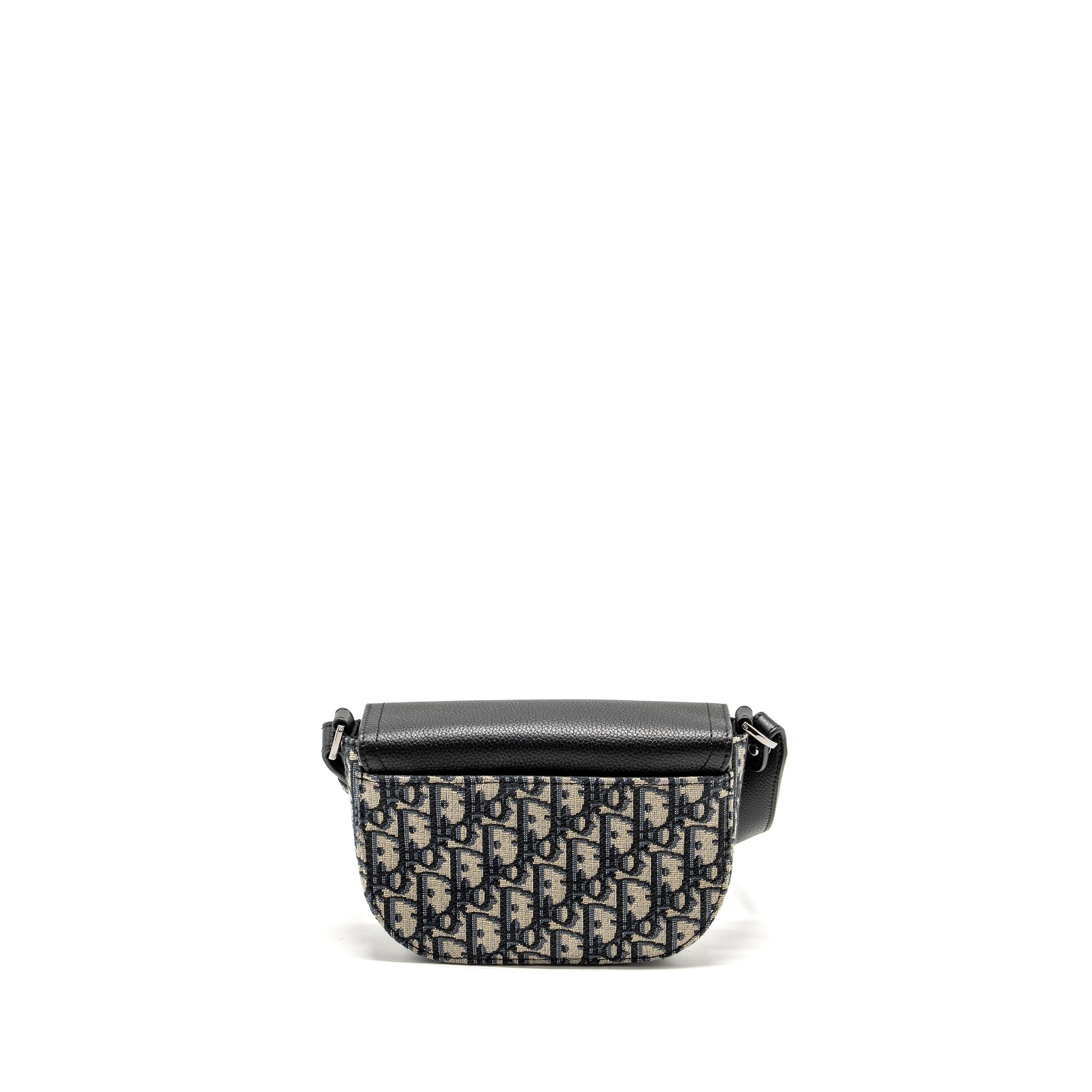 HOMME MINI SADDLE MESSENGER BAG WITH FLAP OBLIQUE JACQUARD/GRAINED CALFSKIN MULTICOLOUR HARDWARE