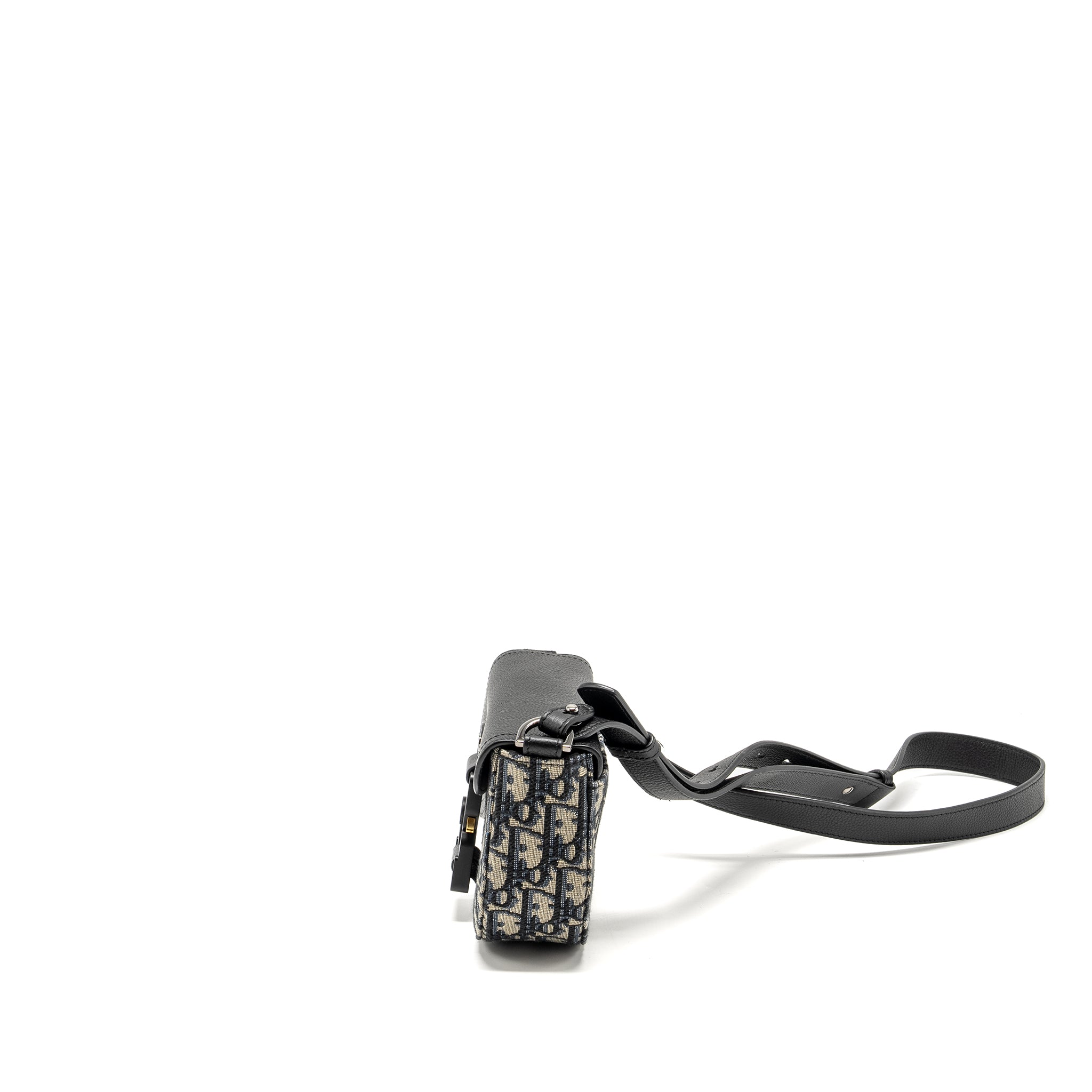 HOMME MINI SADDLE MESSENGER BAG WITH FLAP OBLIQUE JACQUARD/GRAINED CALFSKIN MULTICOLOUR HARDWARE