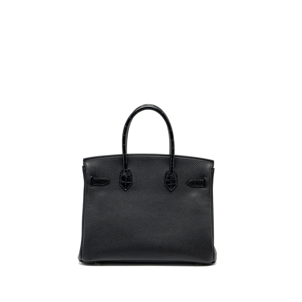 HERMES BIRKIN 30 ALLIGATOR MAT TOUCH TOGO BLACK GHW