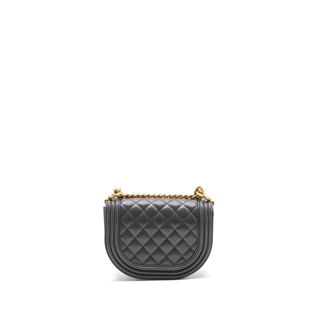 22A ROUND BOY MESSENGER BAG CAVIAR GREY GHW(MICROCHIP)