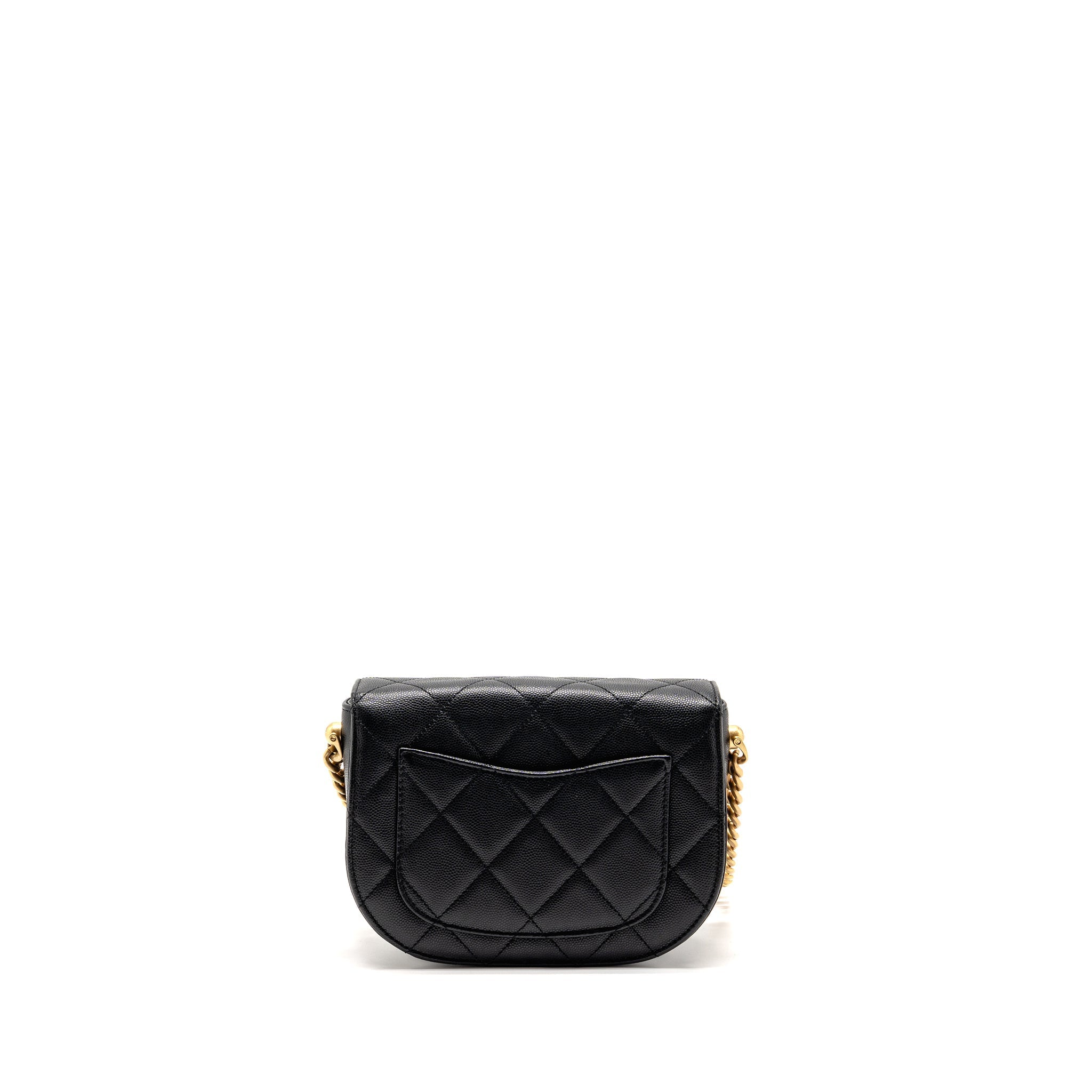 22B ROUND MESSENGER BAG CAVIAR BLACK GHW (MICROCHIP)