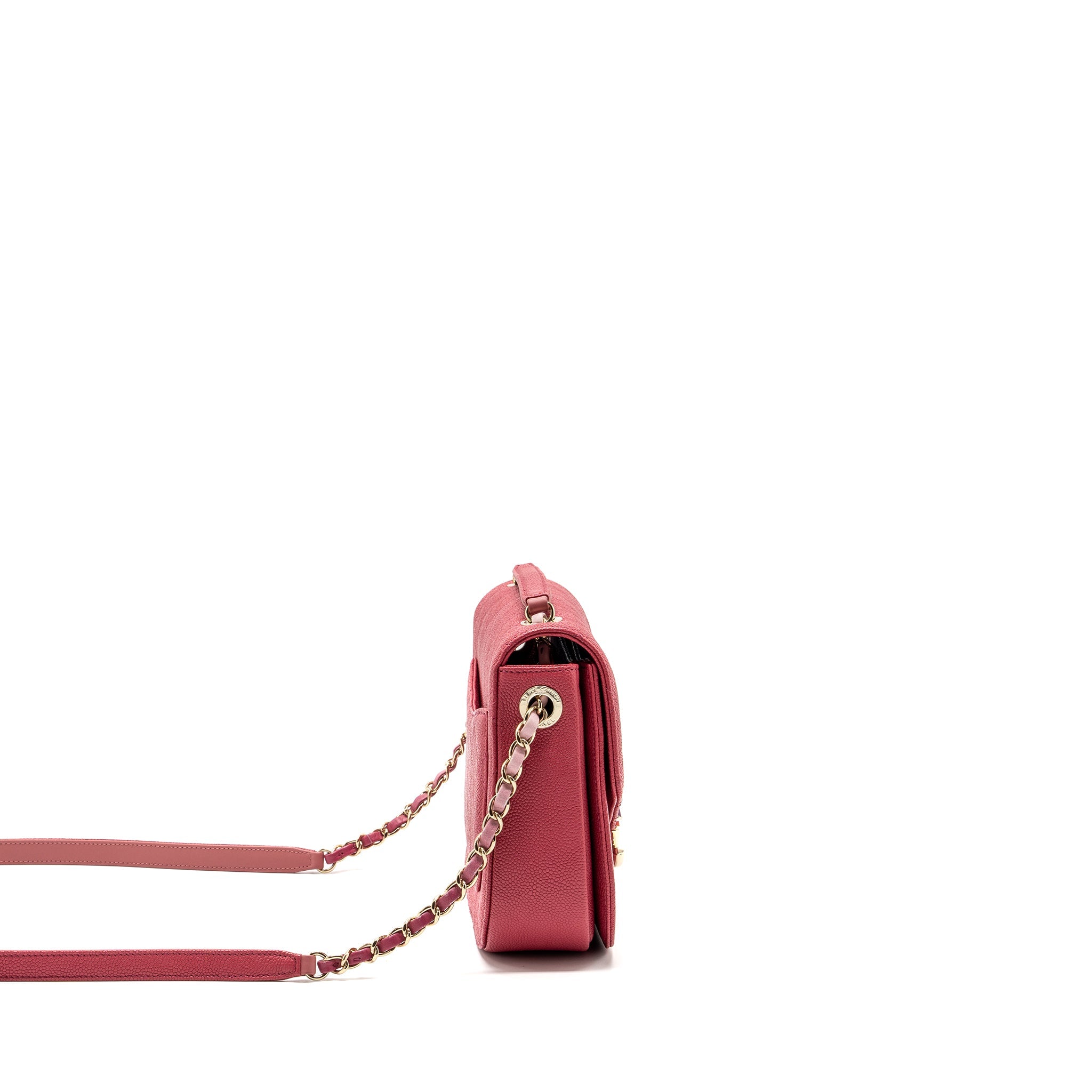 GIANT CC LOGO MESSENGER BAG GRAINED CALFSKIN PINK LGHW