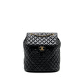 QUILTED FLAP BACKPACK LAMBSKIN BLACK GHW