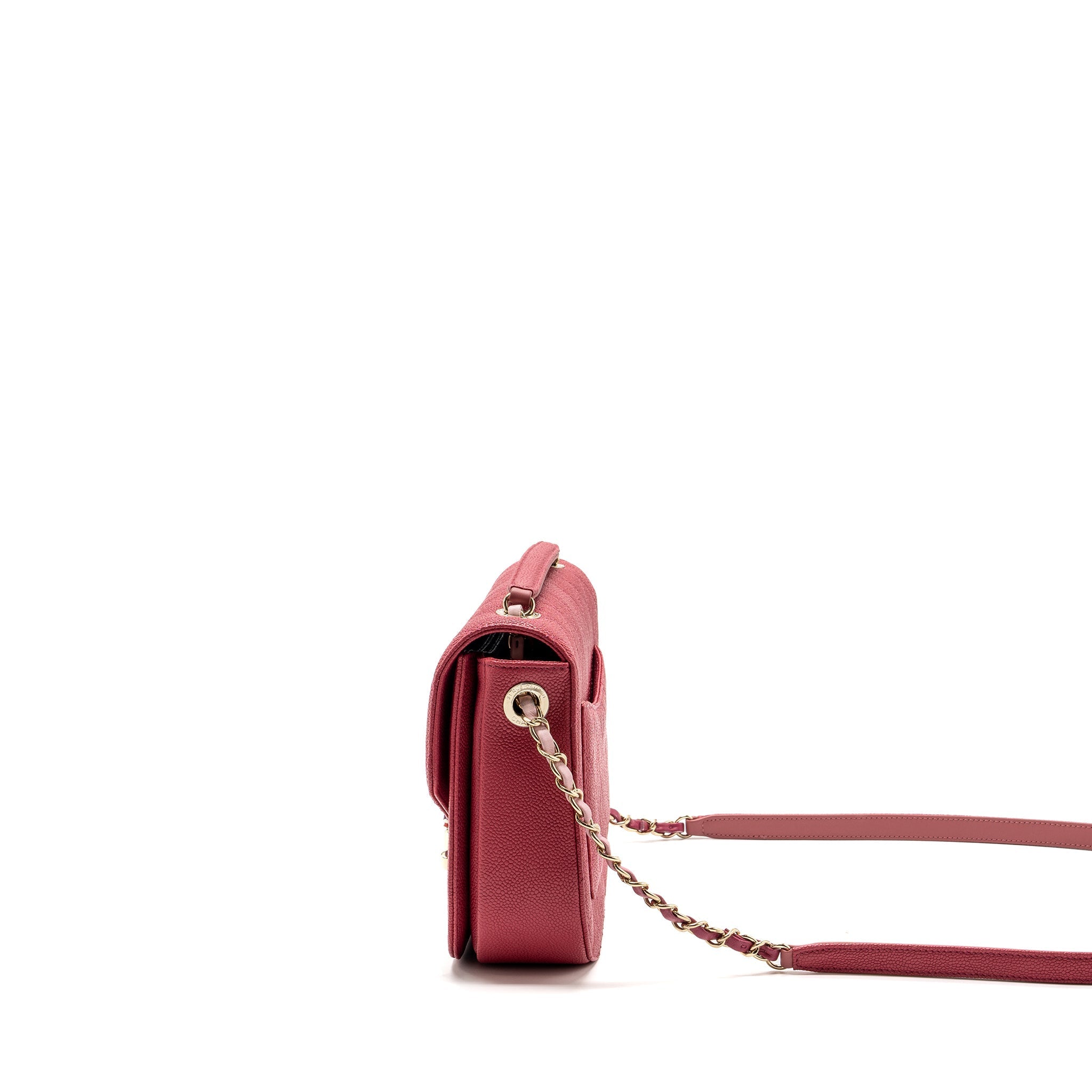 GIANT CC LOGO MESSENGER BAG GRAINED CALFSKIN PINK LGHW