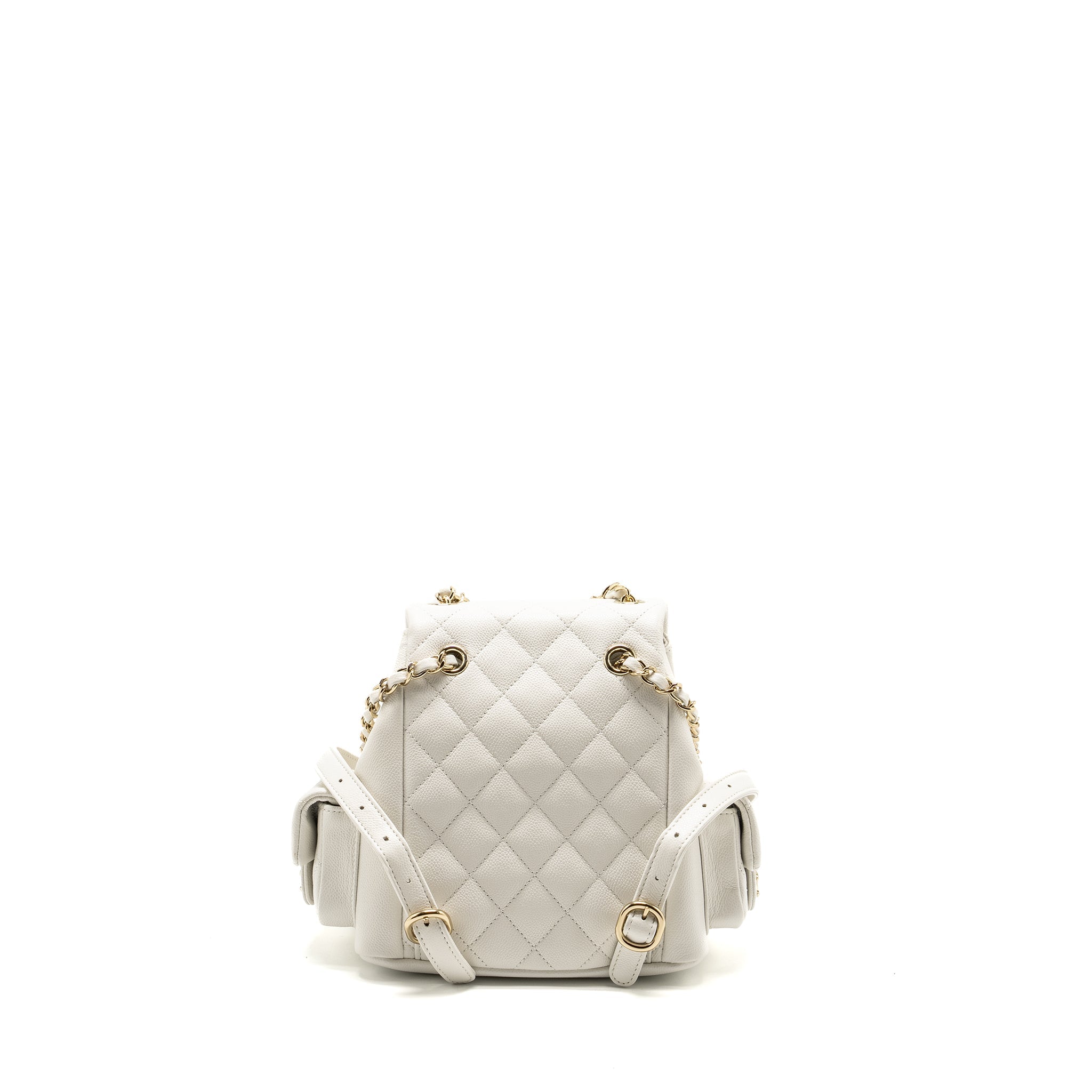 23K TRIPLE POCKET MINI BACKPACK CAVIAR WHITE LGHW (MICROCHIP)