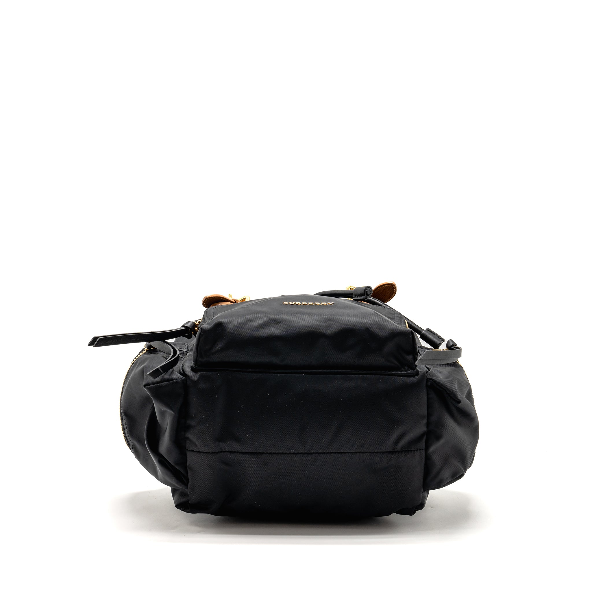 MEDIUM RUCKSACK BACKPACK NYLON BLACK/CARAMEL GHW