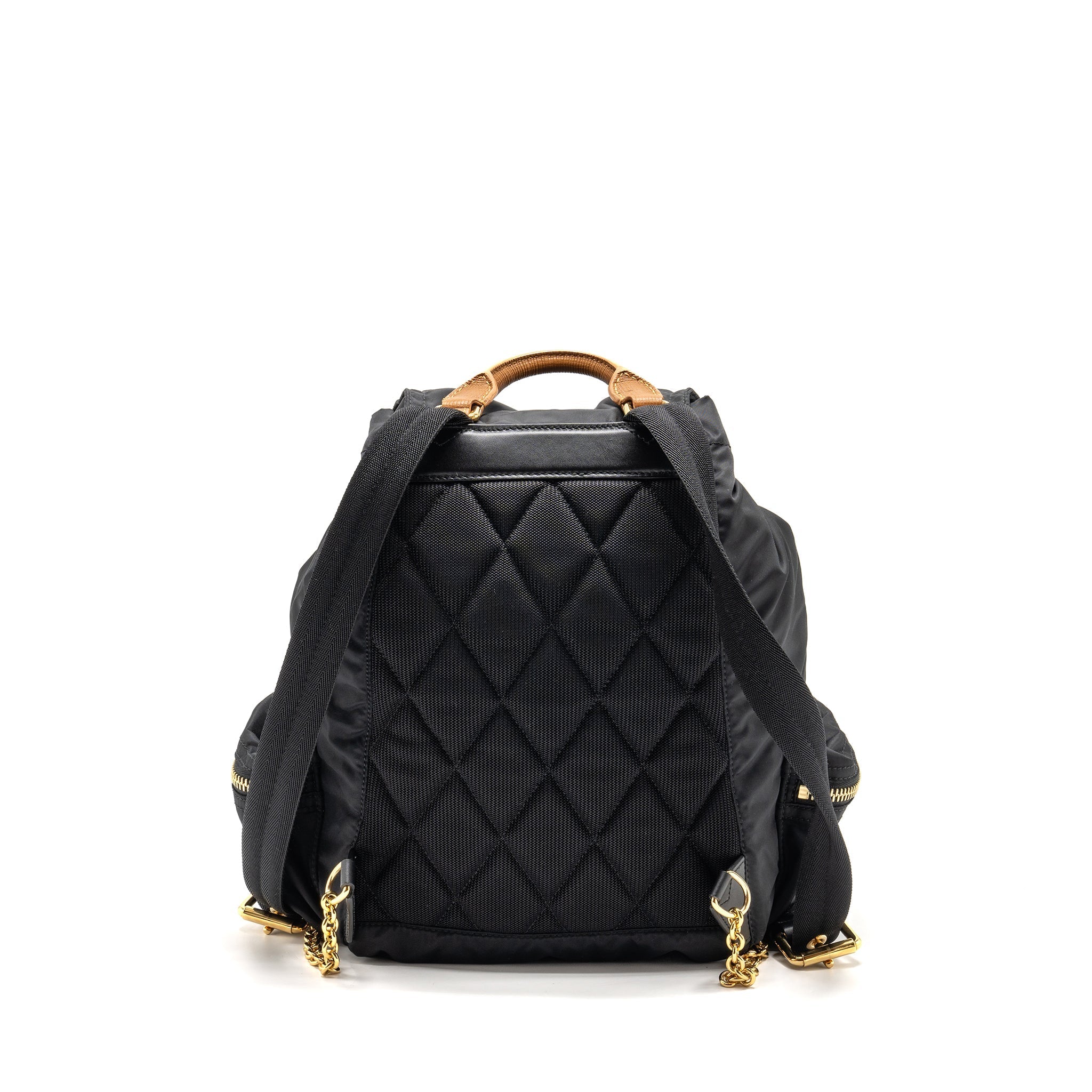 MEDIUM RUCKSACK BACKPACK NYLON BLACK/CARAMEL GHW