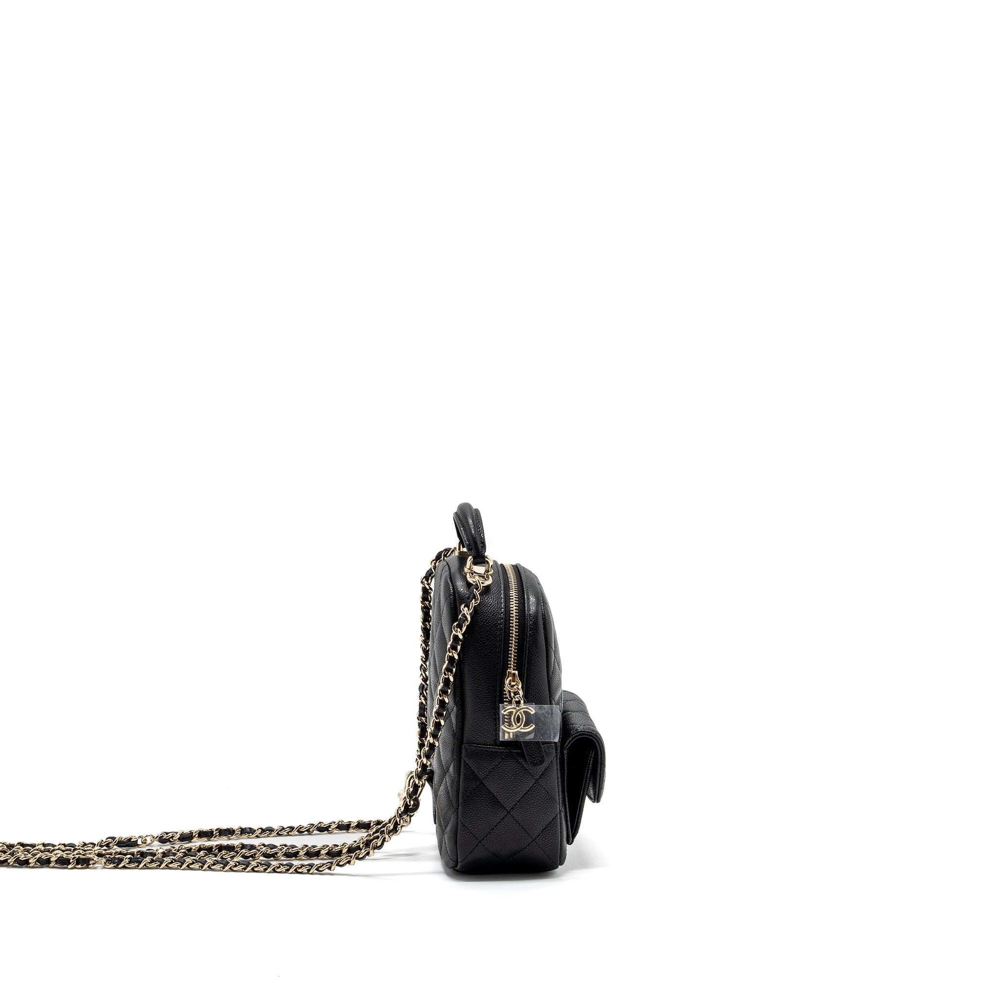 24C MINI BACKPACK / CROSSBODY BAG CAVIAR BLACK LGHW (MICROCHIP)