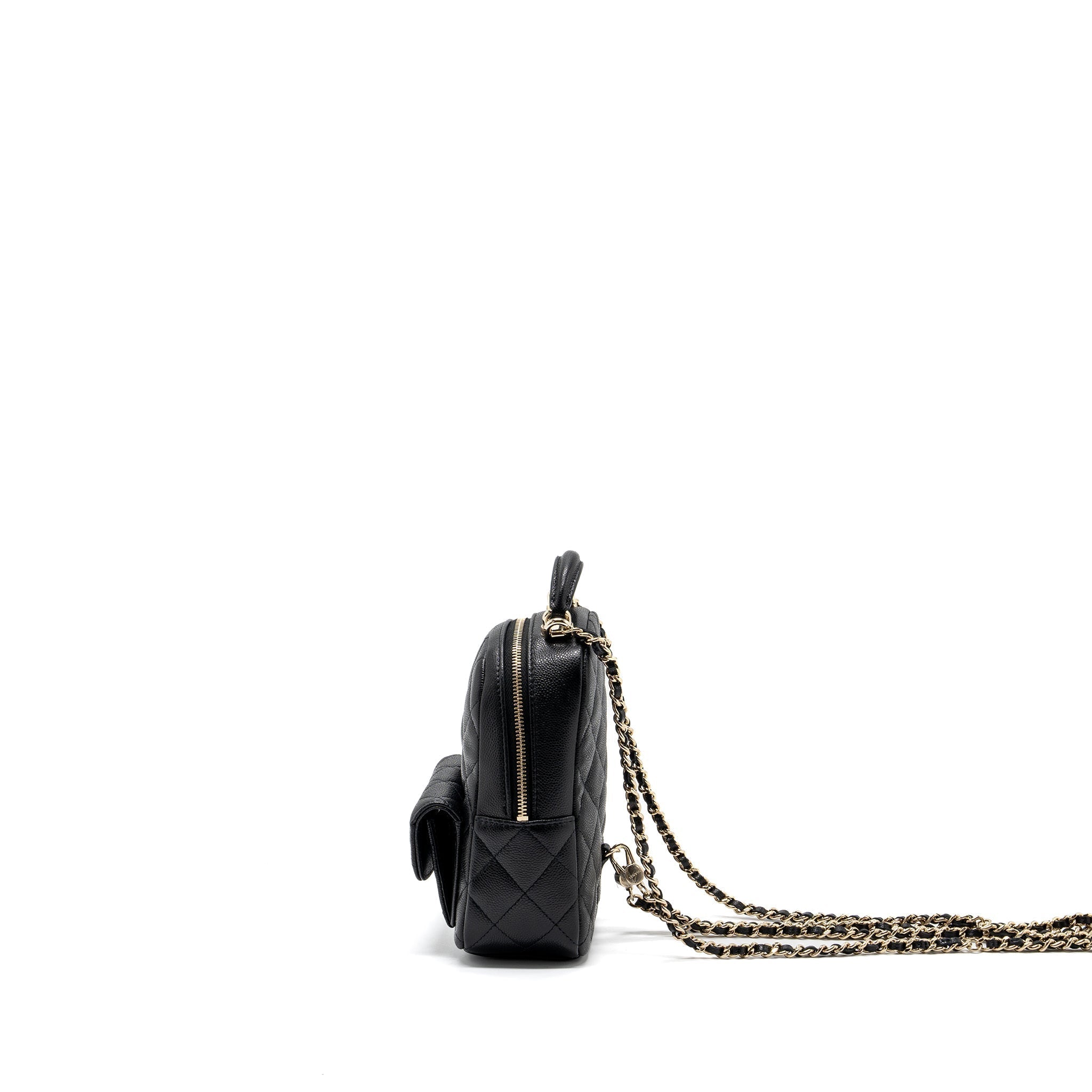 24C MINI BACKPACK / CROSSBODY BAG CAVIAR BLACK LGHW (MICROCHIP)