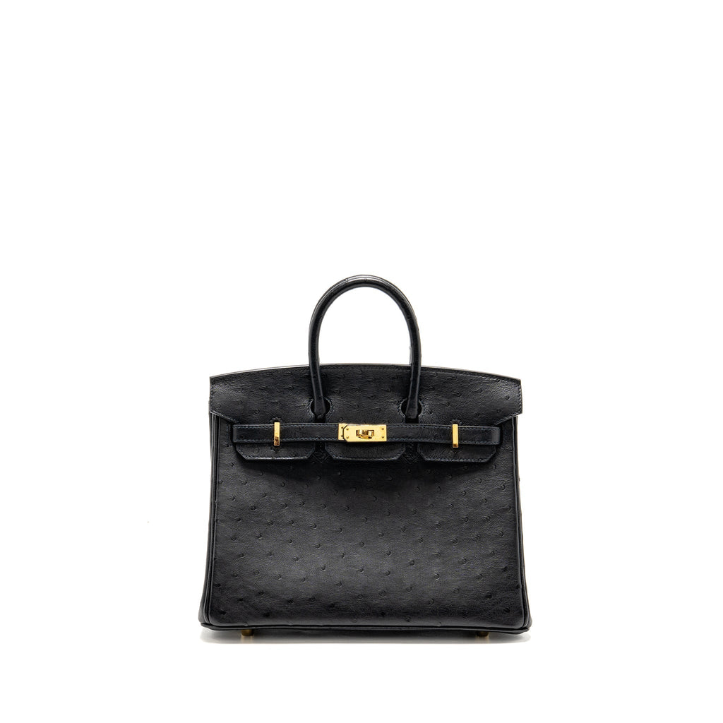 HERMES BIRKIN 25 OSTRICH BLACK GHW