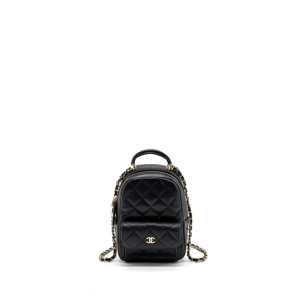 24C MINI BACKPACK / CROSSBODY BAG CAVIAR BLACK LGHW (MICROCHIP)