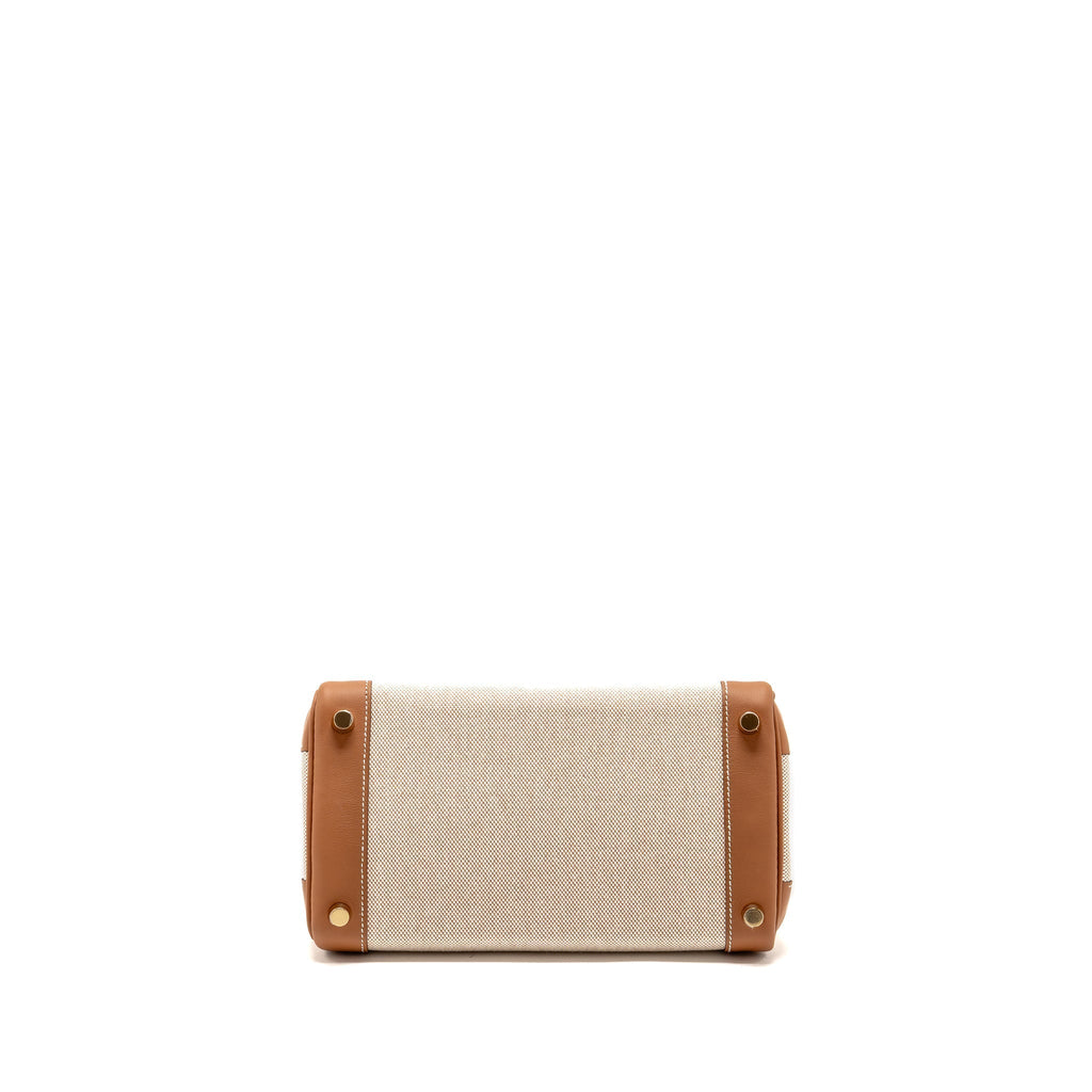 HERMES BIRKIN 25 TOILE H CANVAS / SWIFT LEATHER ECRU-BEIGE / GOLD GHW