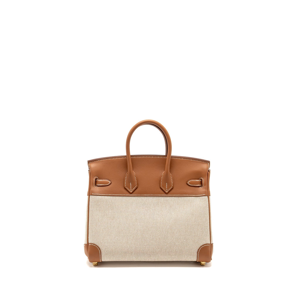 HERMES BIRKIN 25 TOILE H CANVAS / SWIFT LEATHER ECRU-BEIGE / GOLD GHW