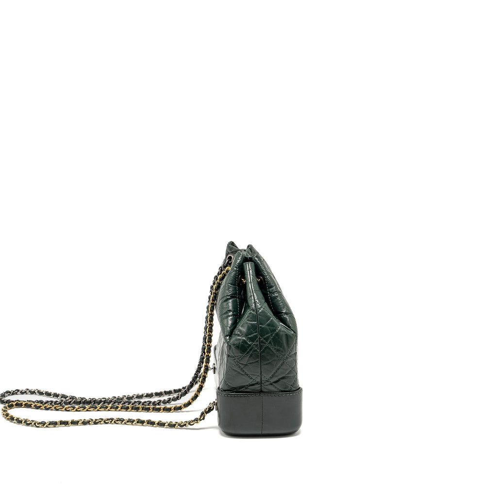 SMALL GABRIELLE BACKPACK AGED CALFSKIN DARK GREEN MULTICOLOR HARDWARE