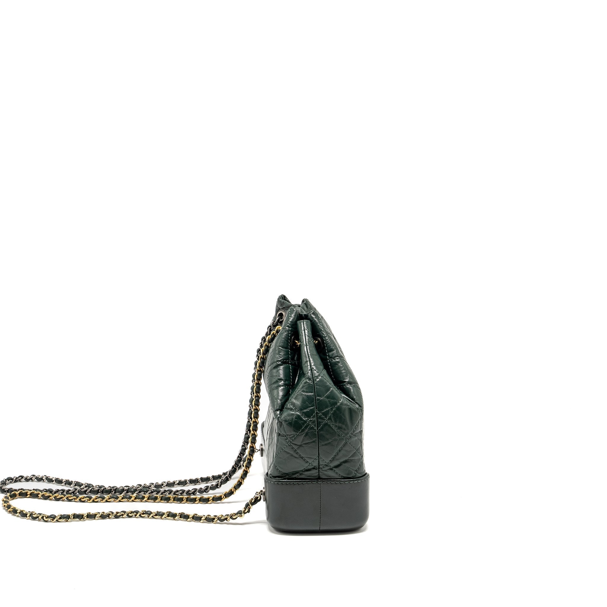 SMALL GABRIELLE BACKPACK AGED CALFSKIN DARK GREEN MULTICOLOR HARDWARE
