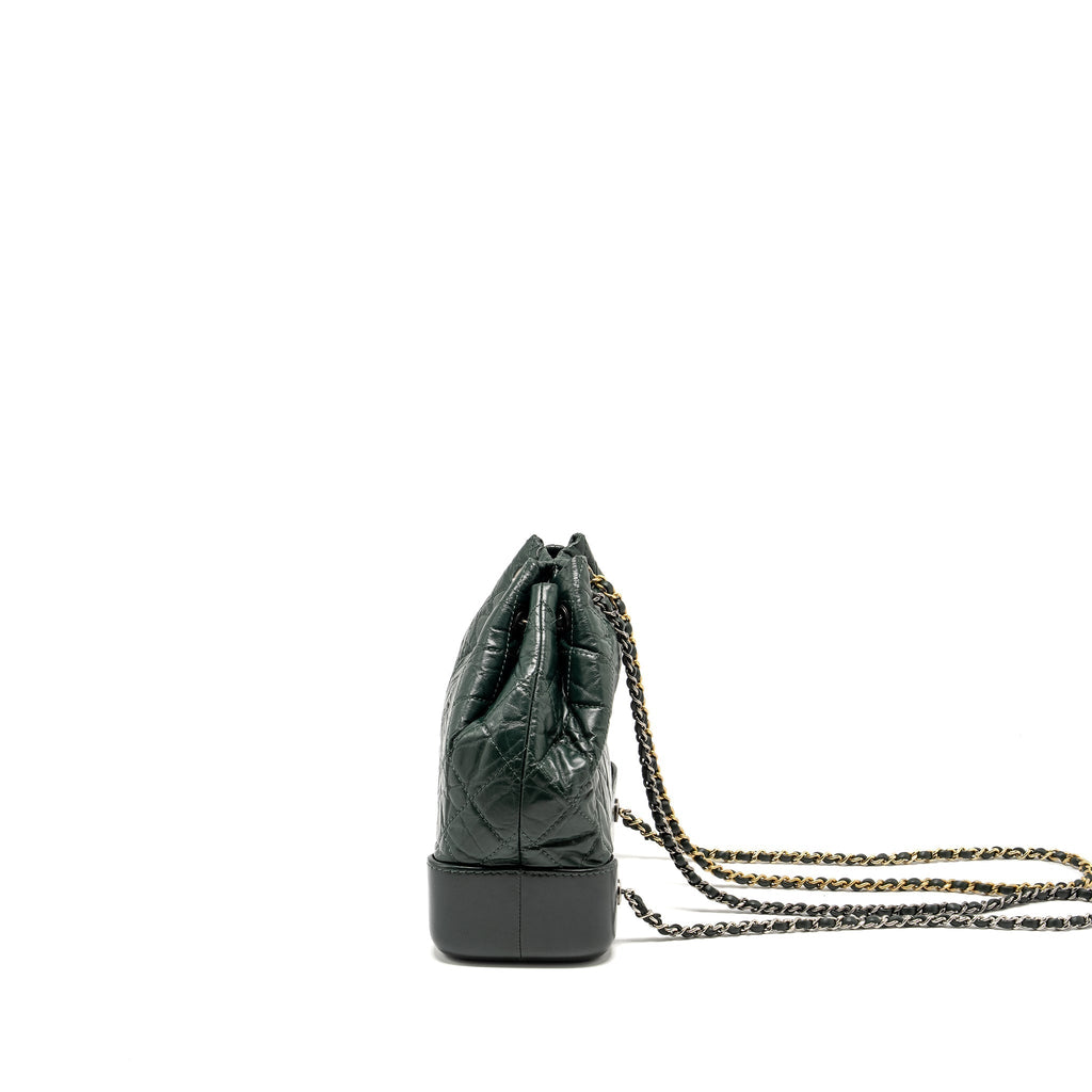 SMALL GABRIELLE BACKPACK AGED CALFSKIN DARK GREEN MULTICOLOR HARDWARE