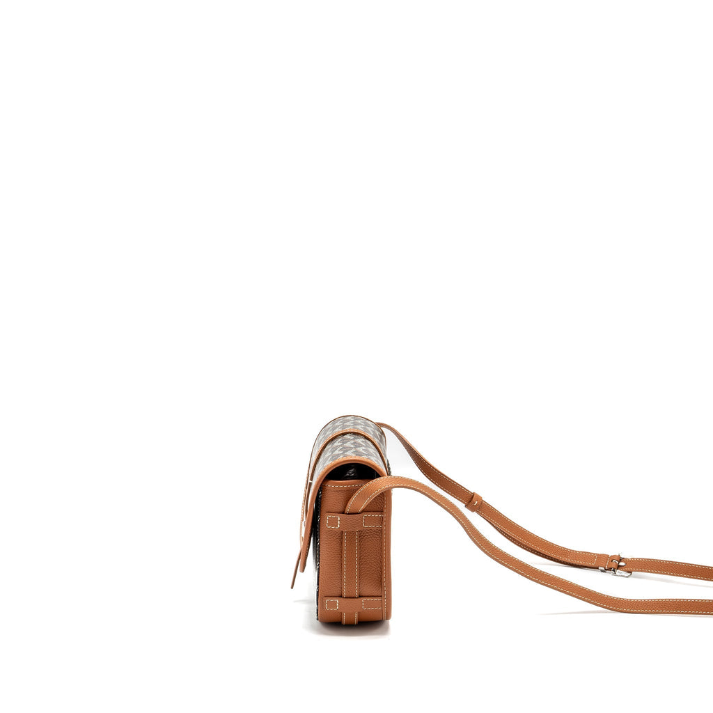BELVEDERE PM MESSENGER BAG GOYARDLINE CANVAS/CALFSKIN BLACK/TAN SHW
