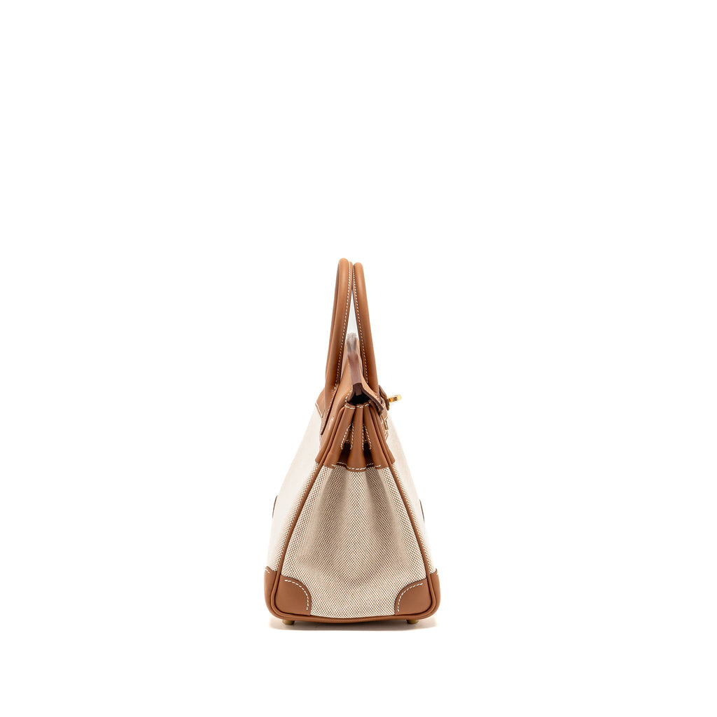 HERMES BIRKIN 25 TOILE H CANVAS / SWIFT LEATHER ECRU-BEIGE / GOLD GHW