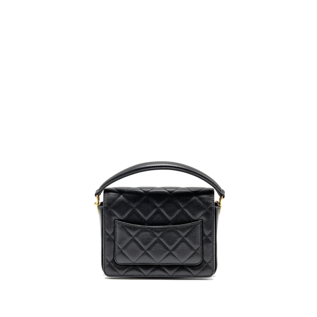 24K TOP HANDLE MESSENGER BAG WITH REMOVABLE CHAIN CAVIAR BLACK GHW(MICROCHIP)