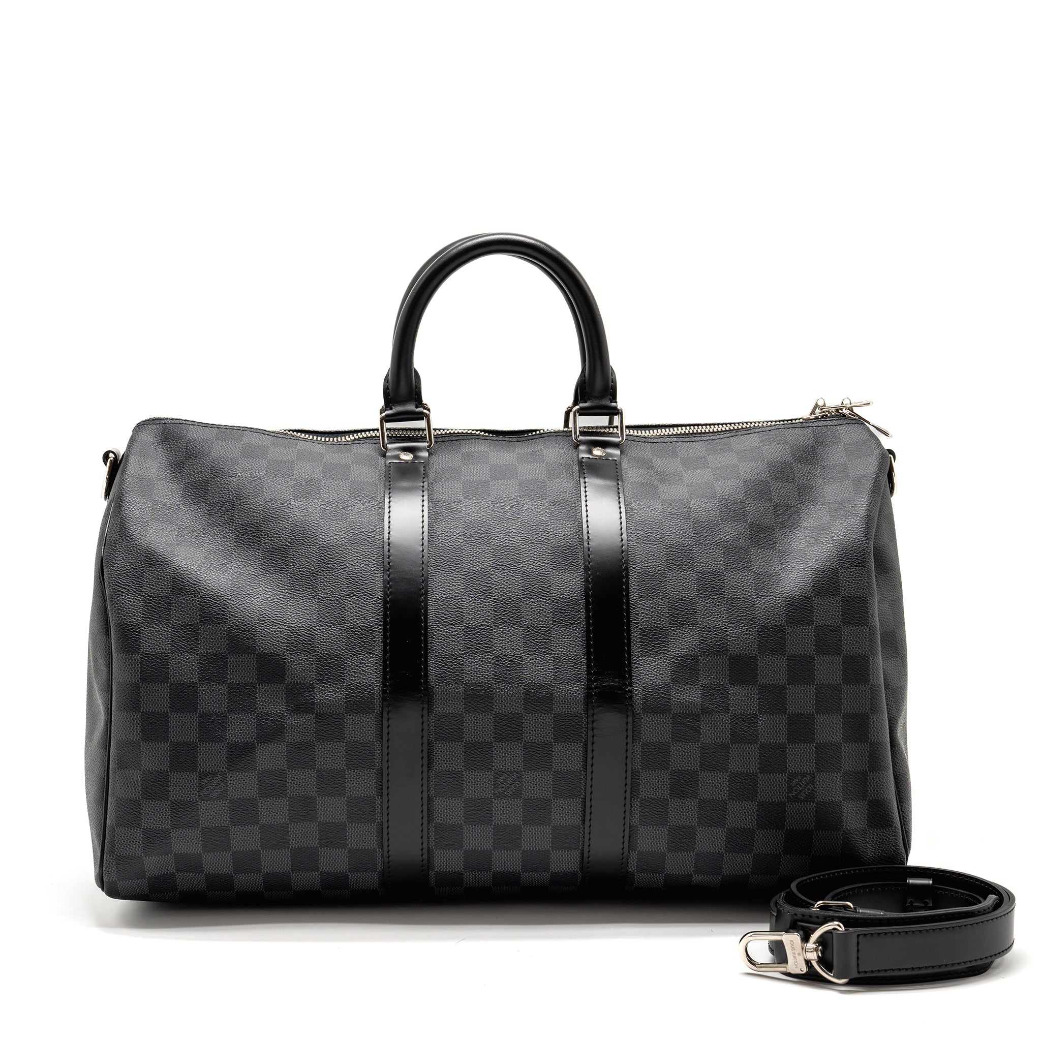 KEEPALL BANDOULIERE 45 DAMIER GRAPHITE CANVAS BLACK SHW