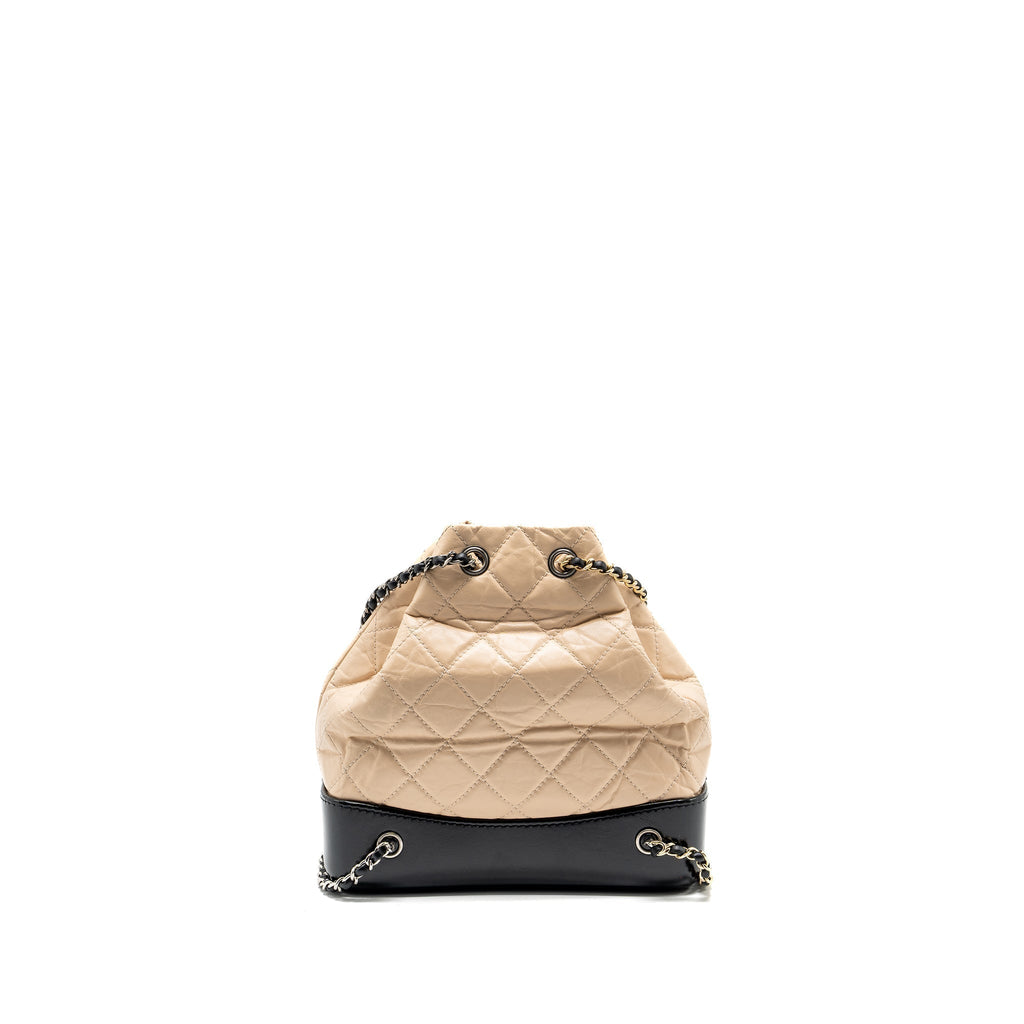 SMALL GABRIELLE BACKPACK AGED CALFSKIN BEIGE/BLACK MULTICOLOUR HARDWARE