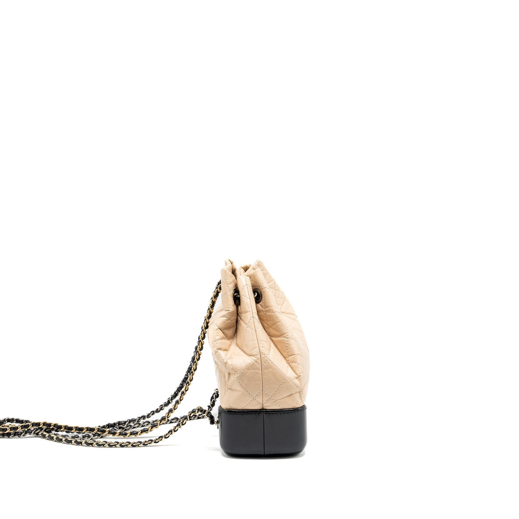 SMALL GABRIELLE BACKPACK AGED CALFSKIN BEIGE/BLACK MULTICOLOUR HARDWARE