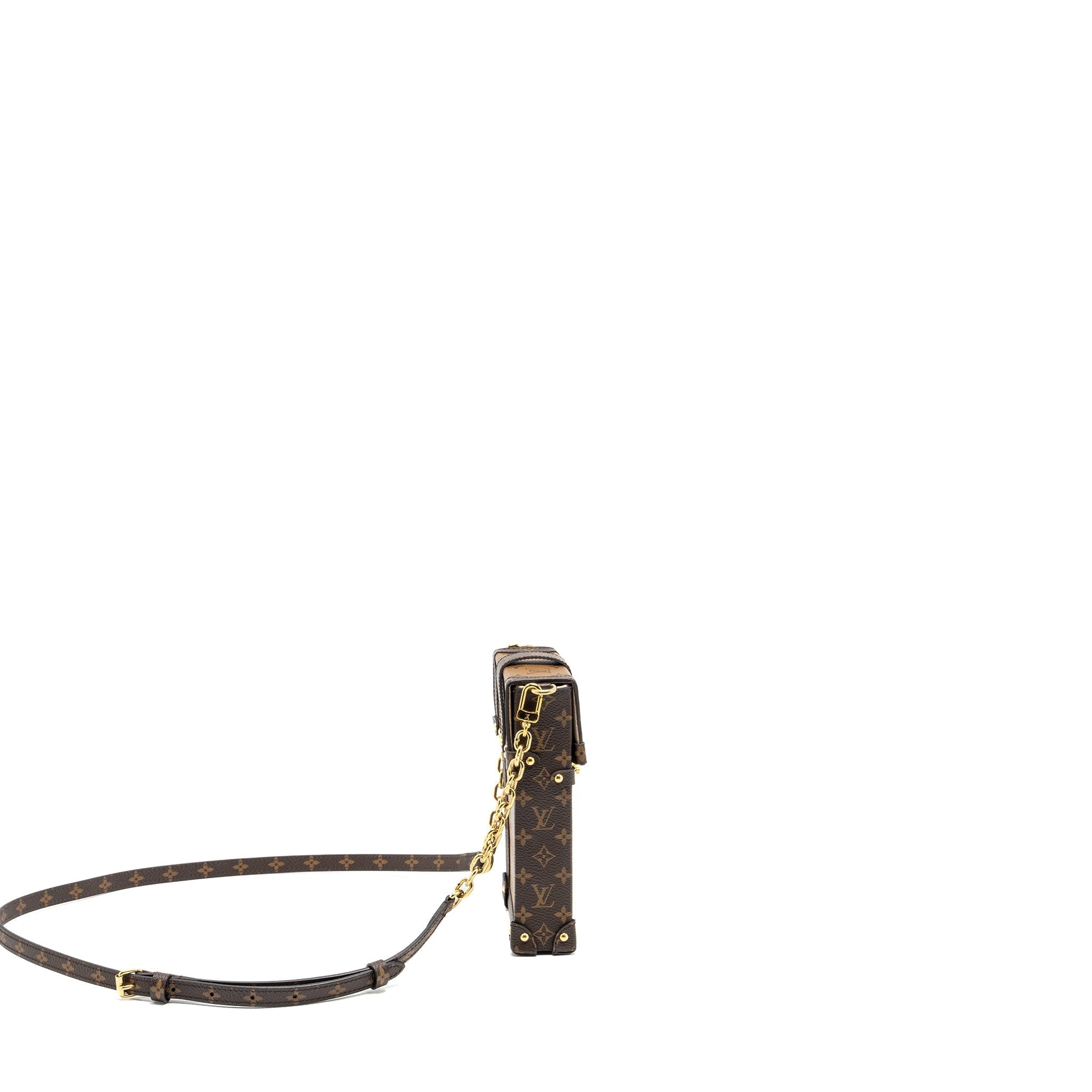 VERTICAL TRUNK POCHETTE WITH CHAIN MONOGRAM REVERSE CANVAS GHW