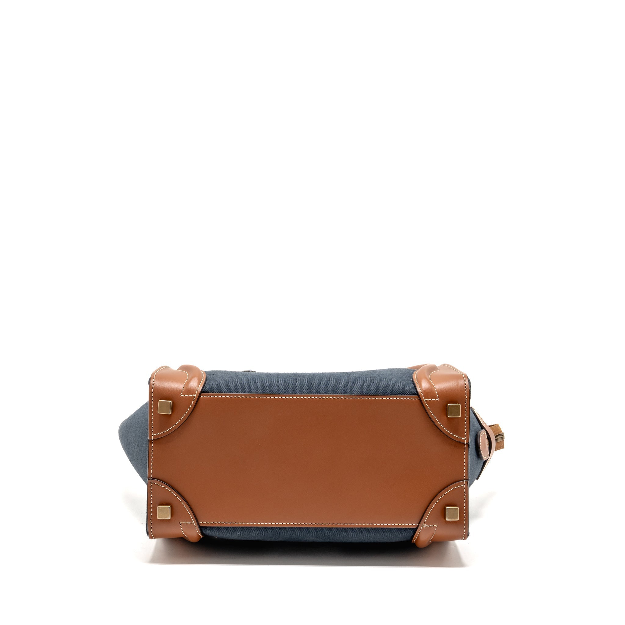 MICRO LUGGAGE BAG CALFSKIN/DENIM NAVY/TAN GHW