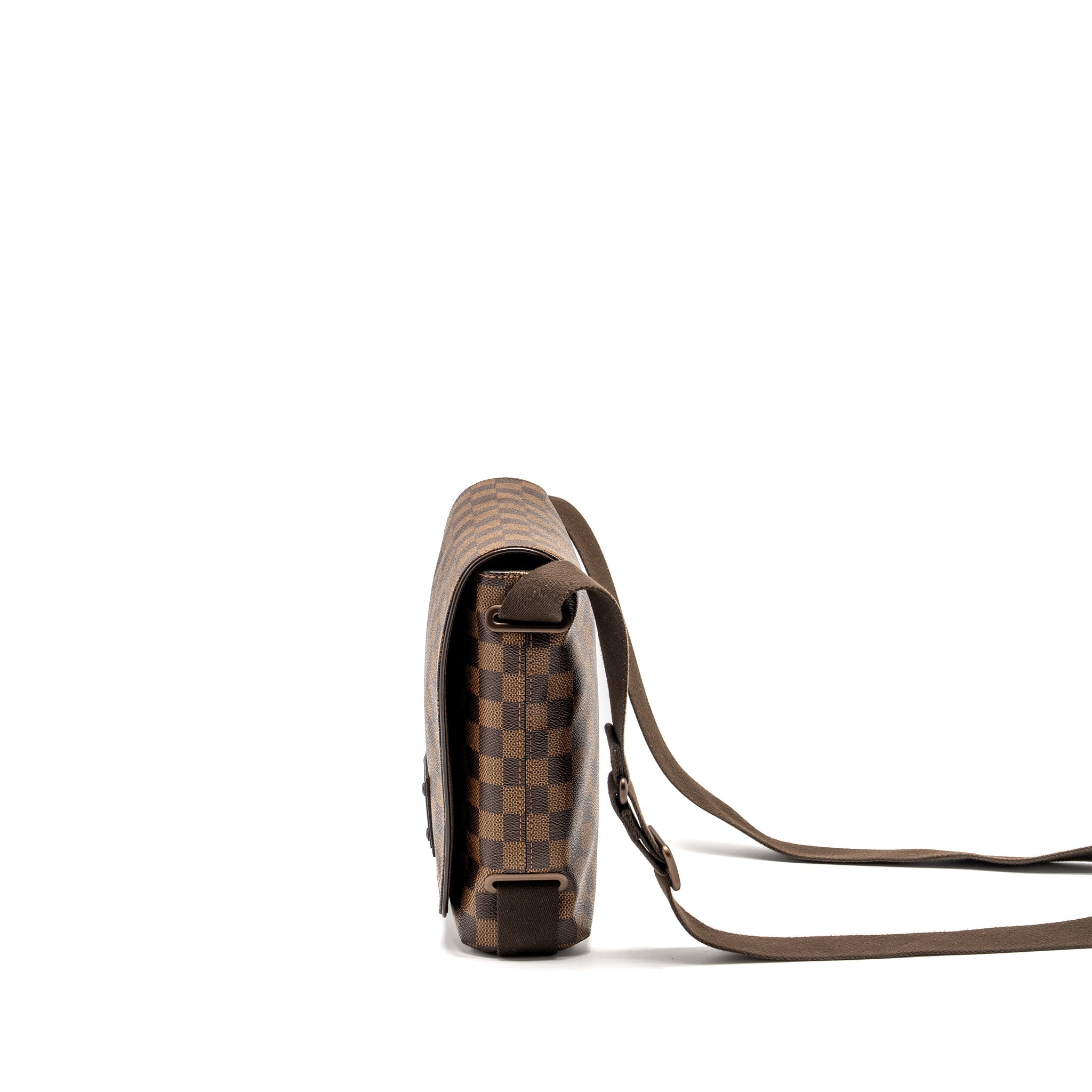 BROOKLYN PM MESSENGER BAG DAMIER EBENE CANVAS BROWN HARDWARE