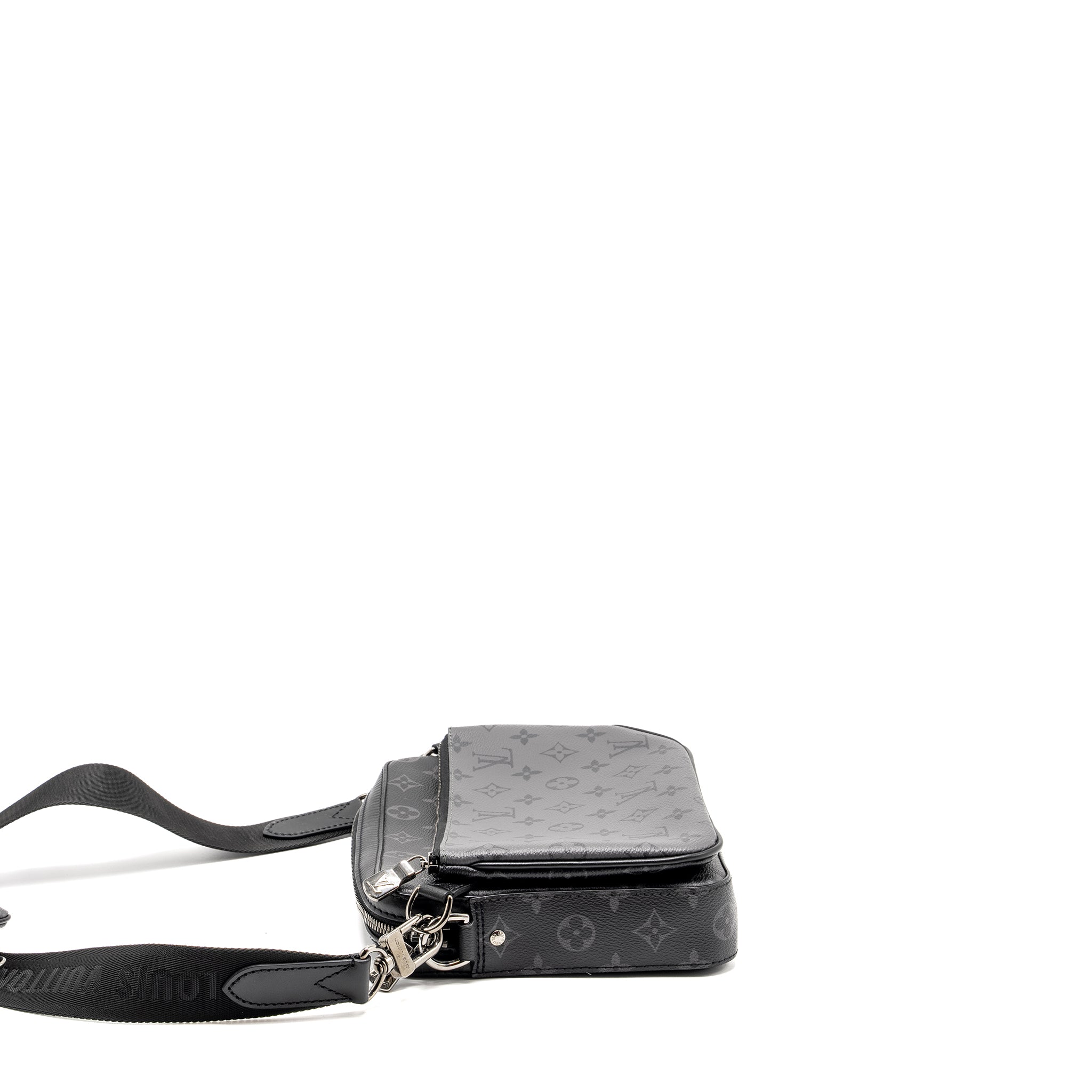 TRIO MESSANGER MONOGRAM ECLIPSE CANVAS BLACK/GREY WITH BLACK HARDWARE