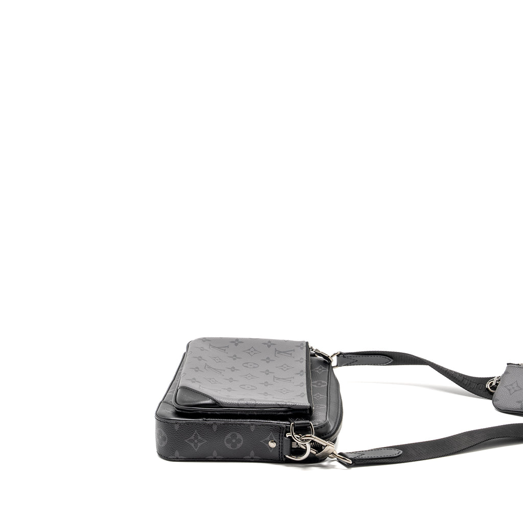 TRIO MESSANGER MONOGRAM ECLIPSE CANVAS BLACK/GREY WITH BLACK HARDWARE