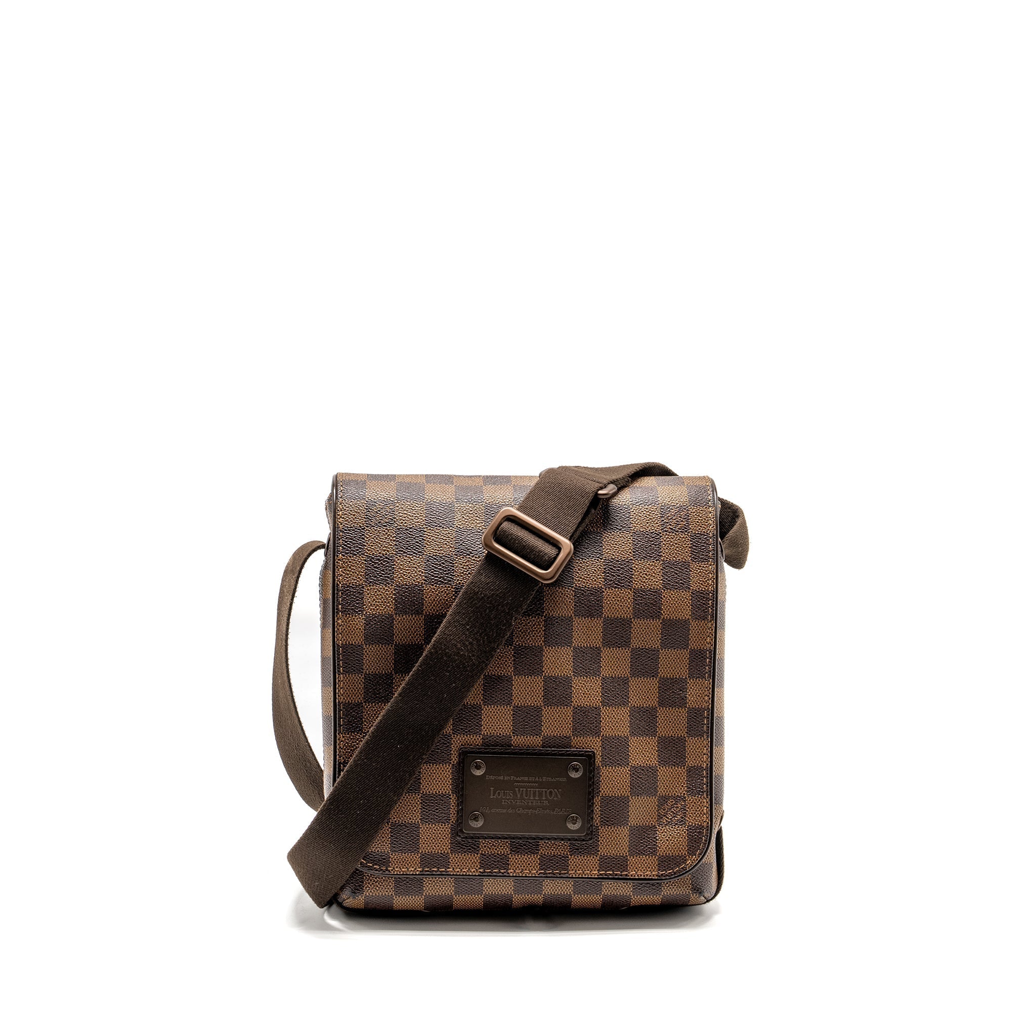 BROOKLYN PM MESSENGER BAG DAMIER EBENE CANVAS BROWN HARDWARE