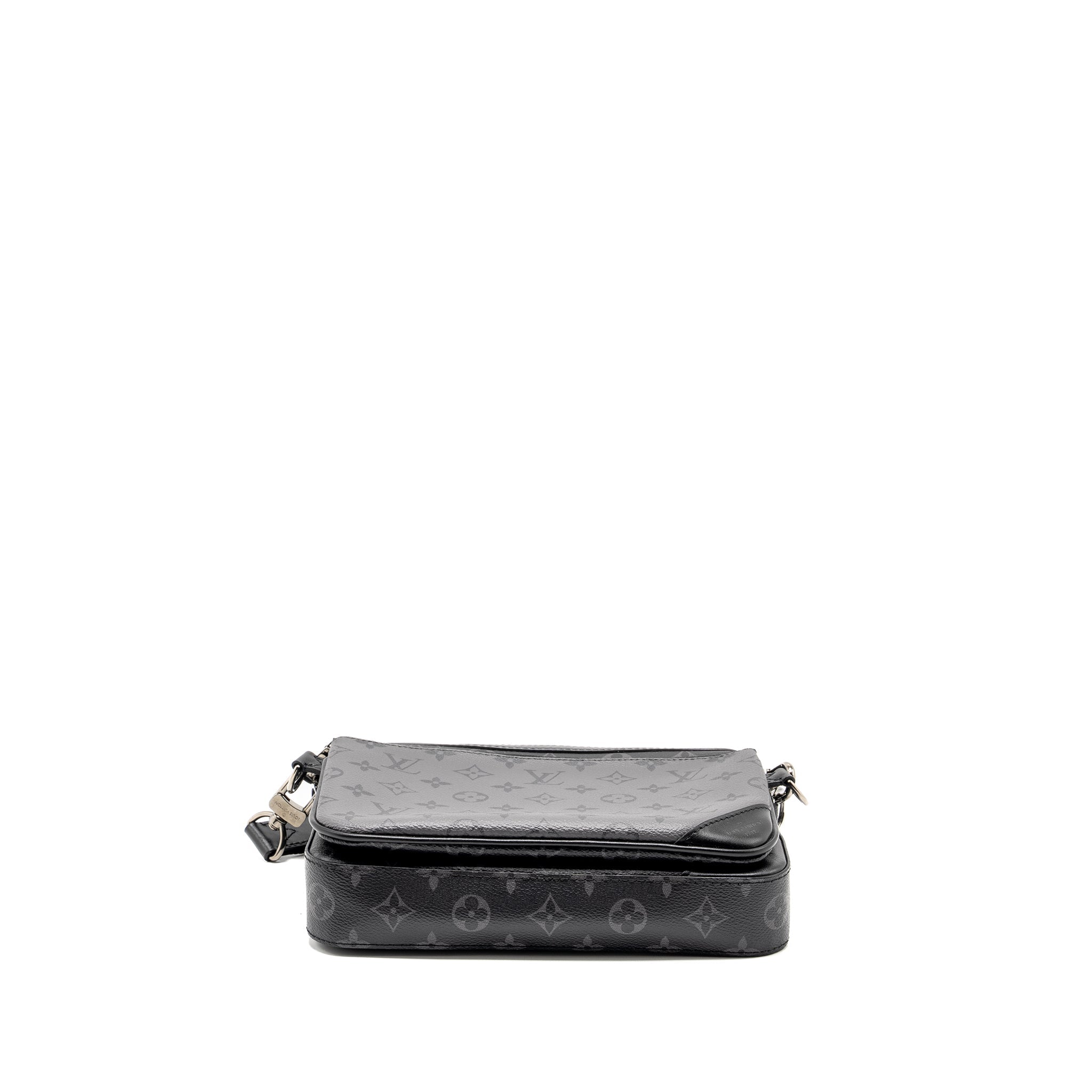 TRIO MESSANGER MONOGRAM ECLIPSE CANVAS BLACK/GREY WITH BLACK HARDWARE