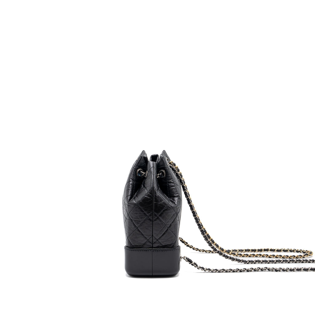SMALL GABRIELLE BACKPACK AGED CALFSKIN BLACK RUTHENIUM HARDWARE (MICROCHIP)