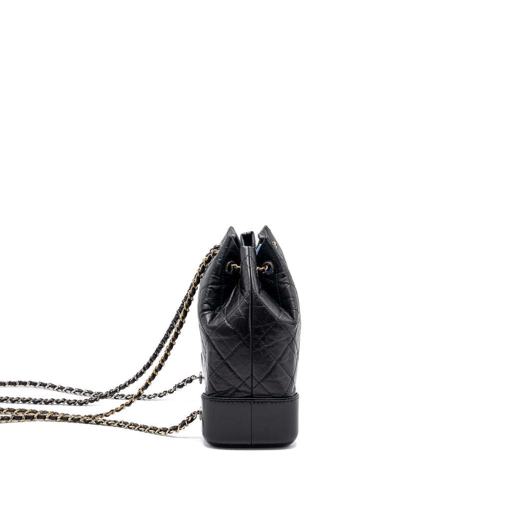 SMALL GABRIELLE BACKPACK AGED CALFSKIN BLACK RUTHENIUM HARDWARE (MICROCHIP)