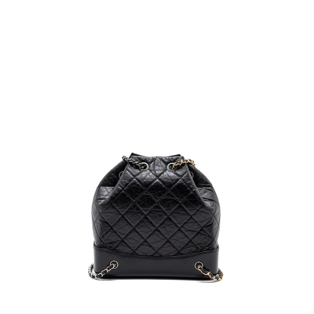 SMALL GABRIELLE BACKPACK AGED CALFSKIN BLACK RUTHENIUM HARDWARE (MICROCHIP)