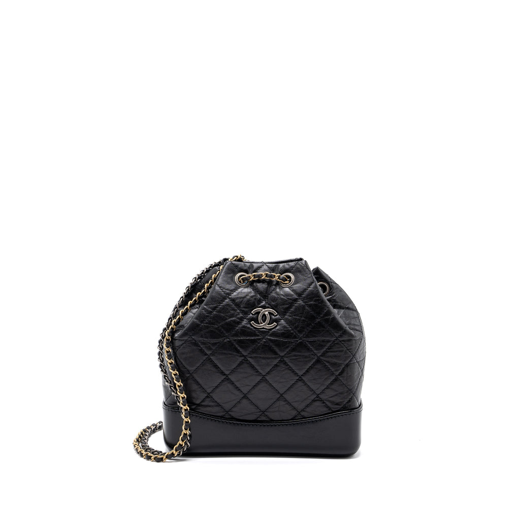 SMALL GABRIELLE BACKPACK AGED CALFSKIN BLACK RUTHENIUM HARDWARE (MICROCHIP)