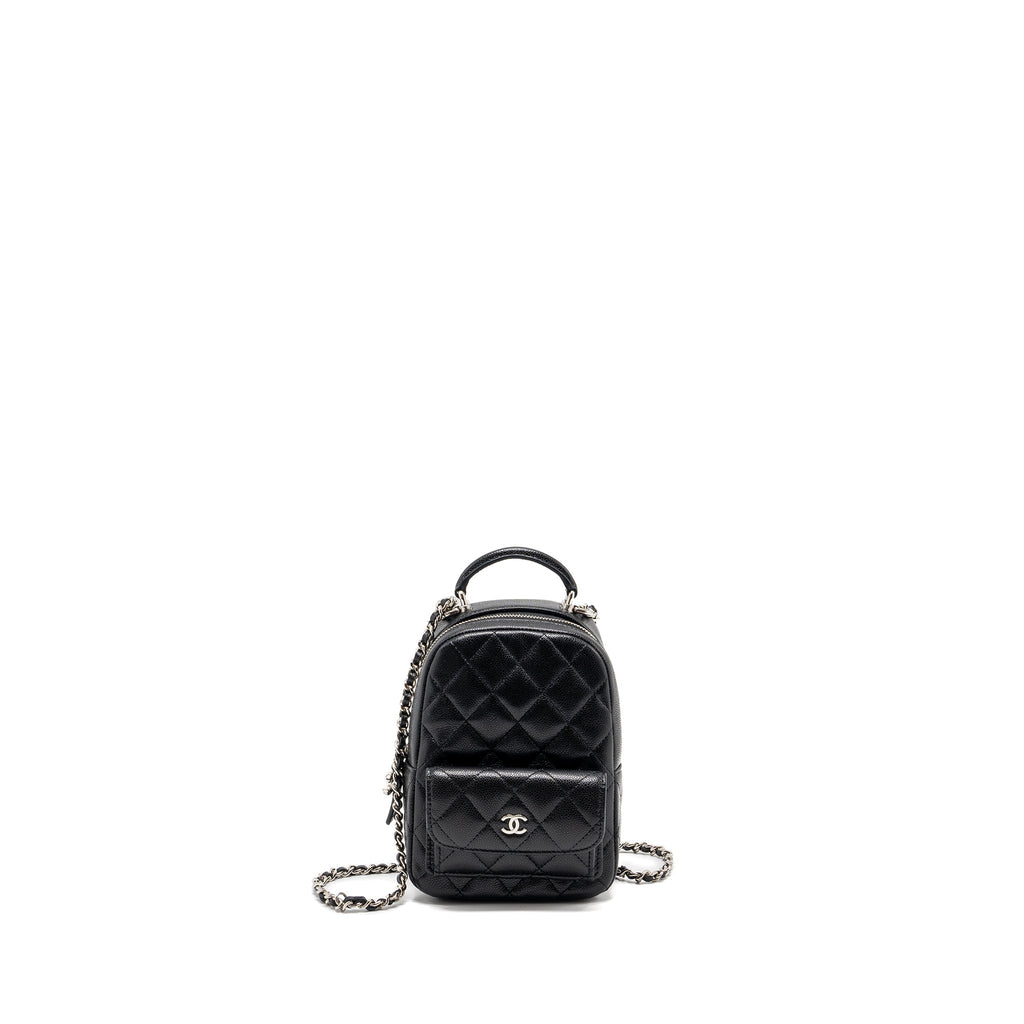 24C MINI BACKPACK/CROSSBODY BAG CAVIAR BLACK SHW(MICROCHIP)