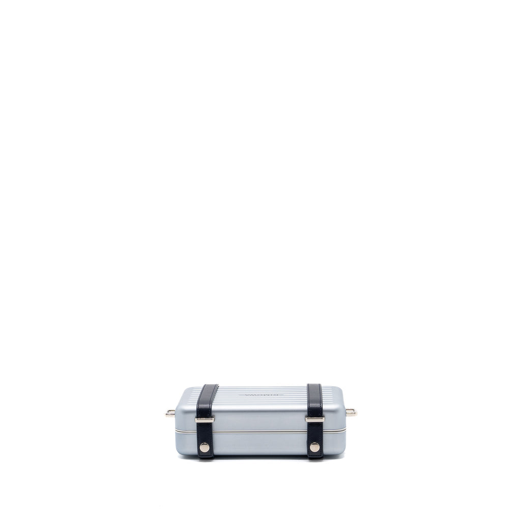 X RIMOWA CLUTCH TRUNK BAG ALUMINIUM / CALFSKIN SILVER / BLACK SHW
