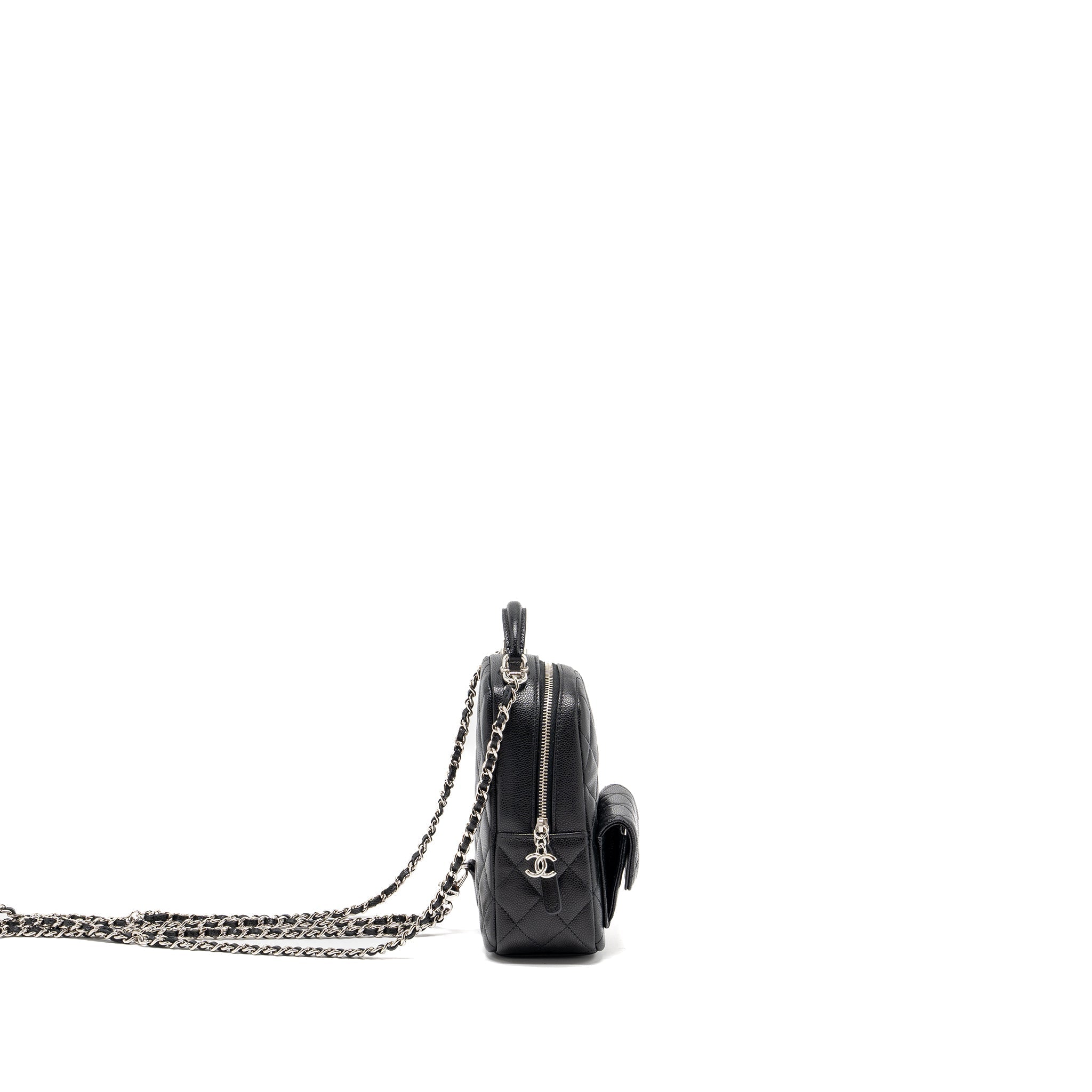 24C MINI BACKPACK/CROSSBODY BAG CAVIAR BLACK SHW(MICROCHIP)