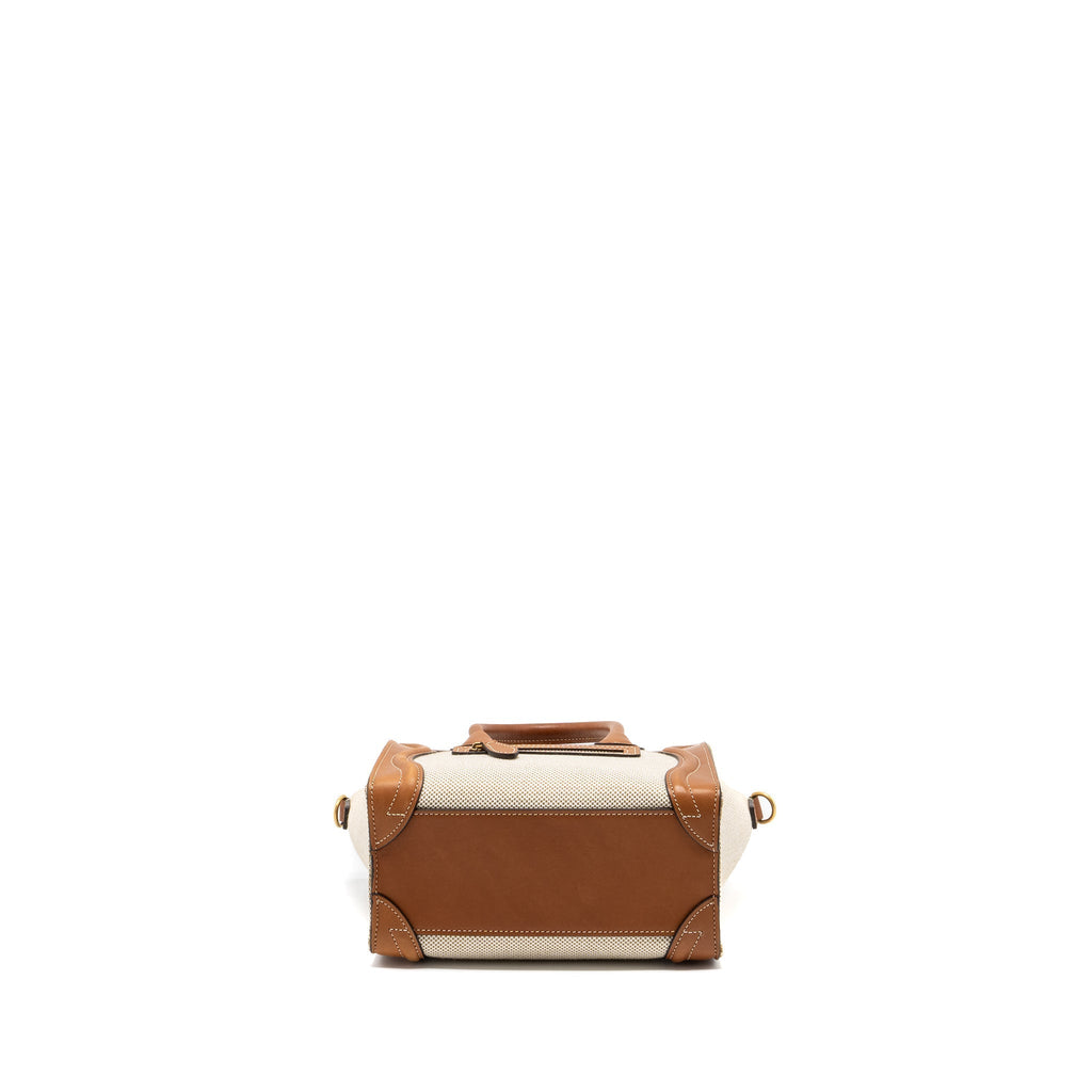 NANO LUGGAGE BAG CANVAS/LEATHER TAN/WHITE GHW